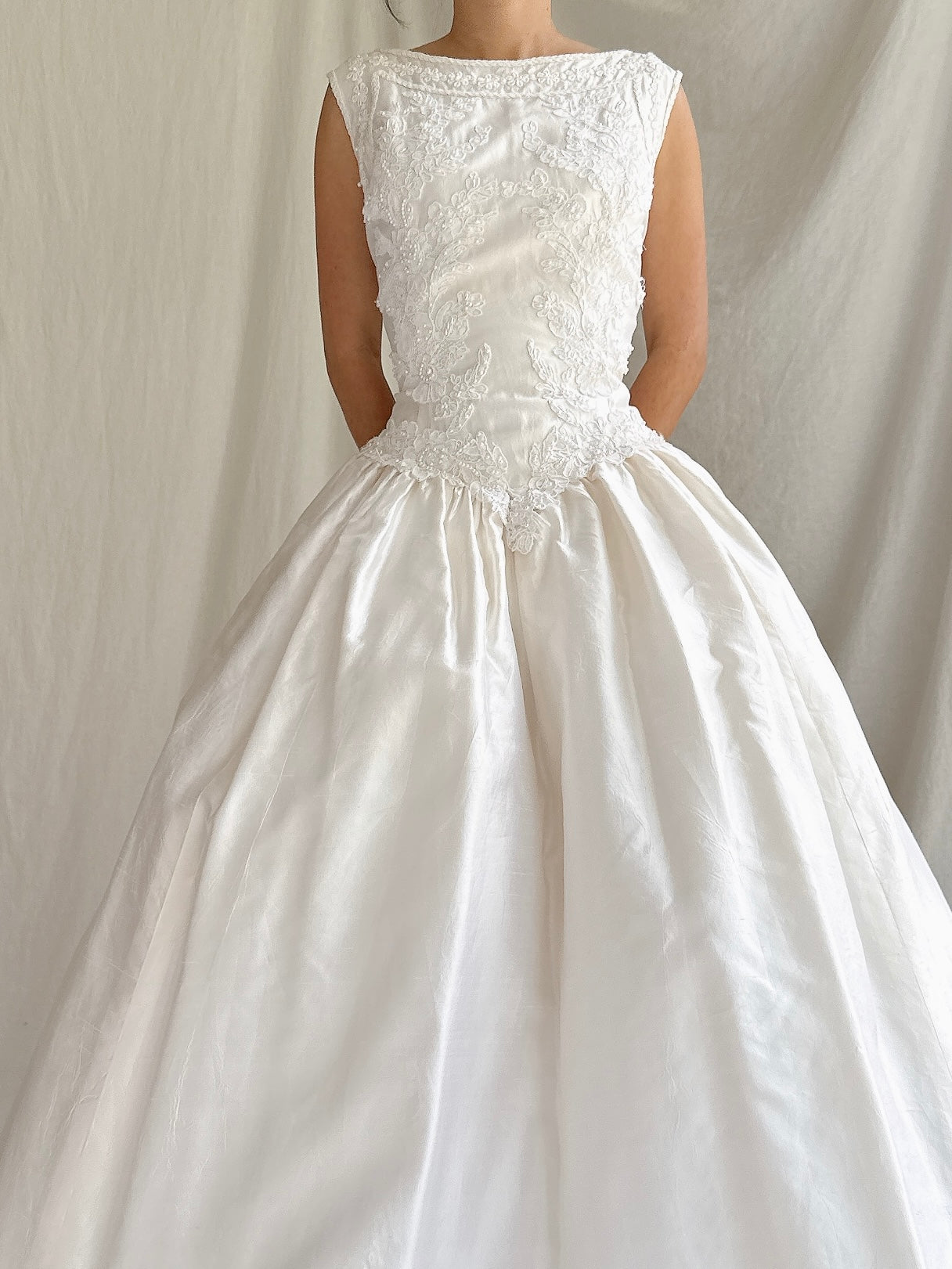 Vintage Silk Boatneck Gown - M