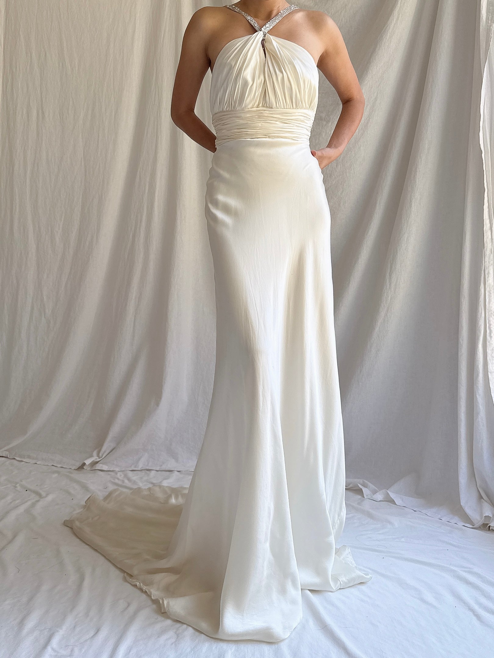 Vintage Silk Halter Dress - M/8