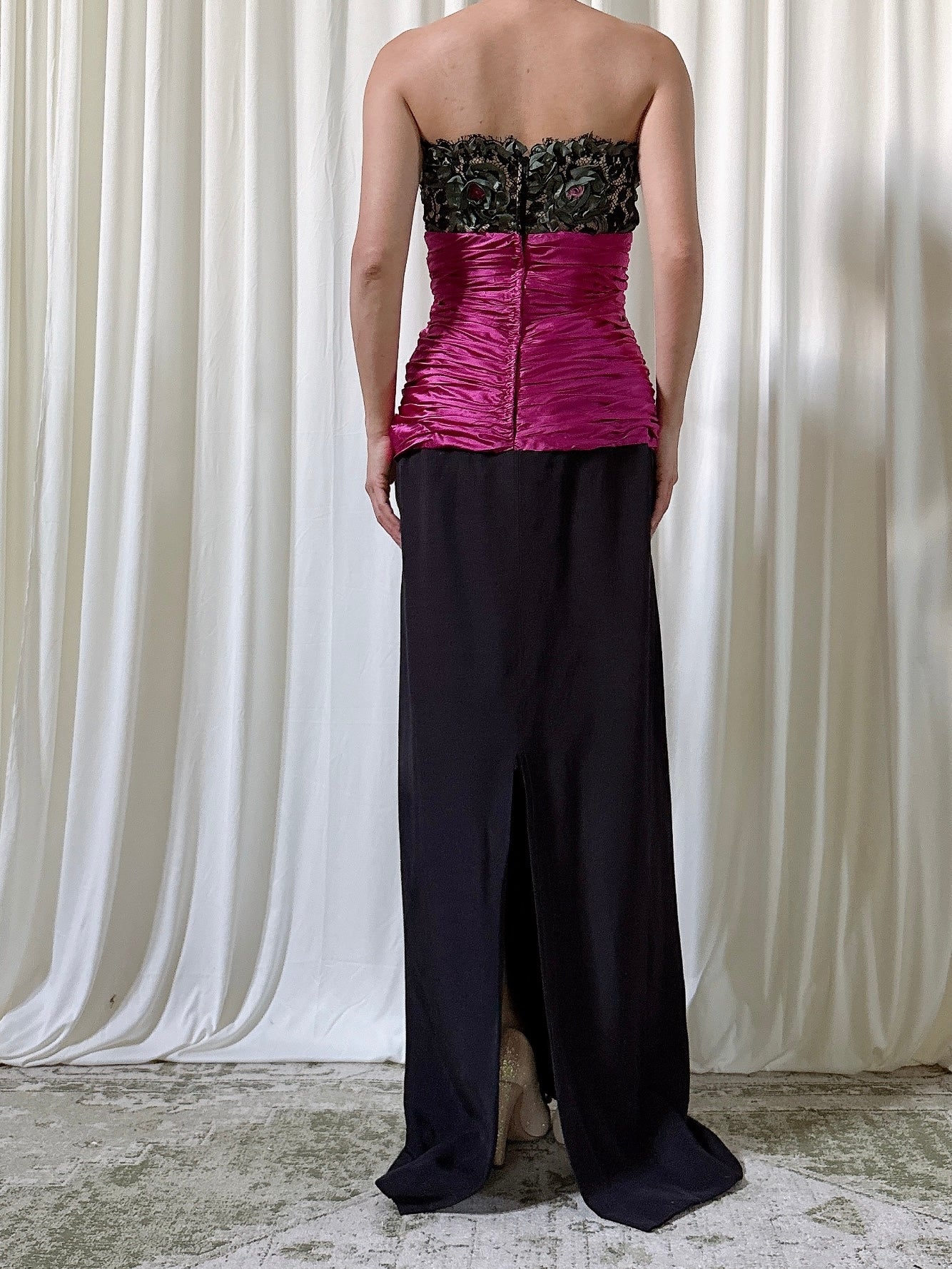 Vintage Empire Waist Silk Gown - Size 12