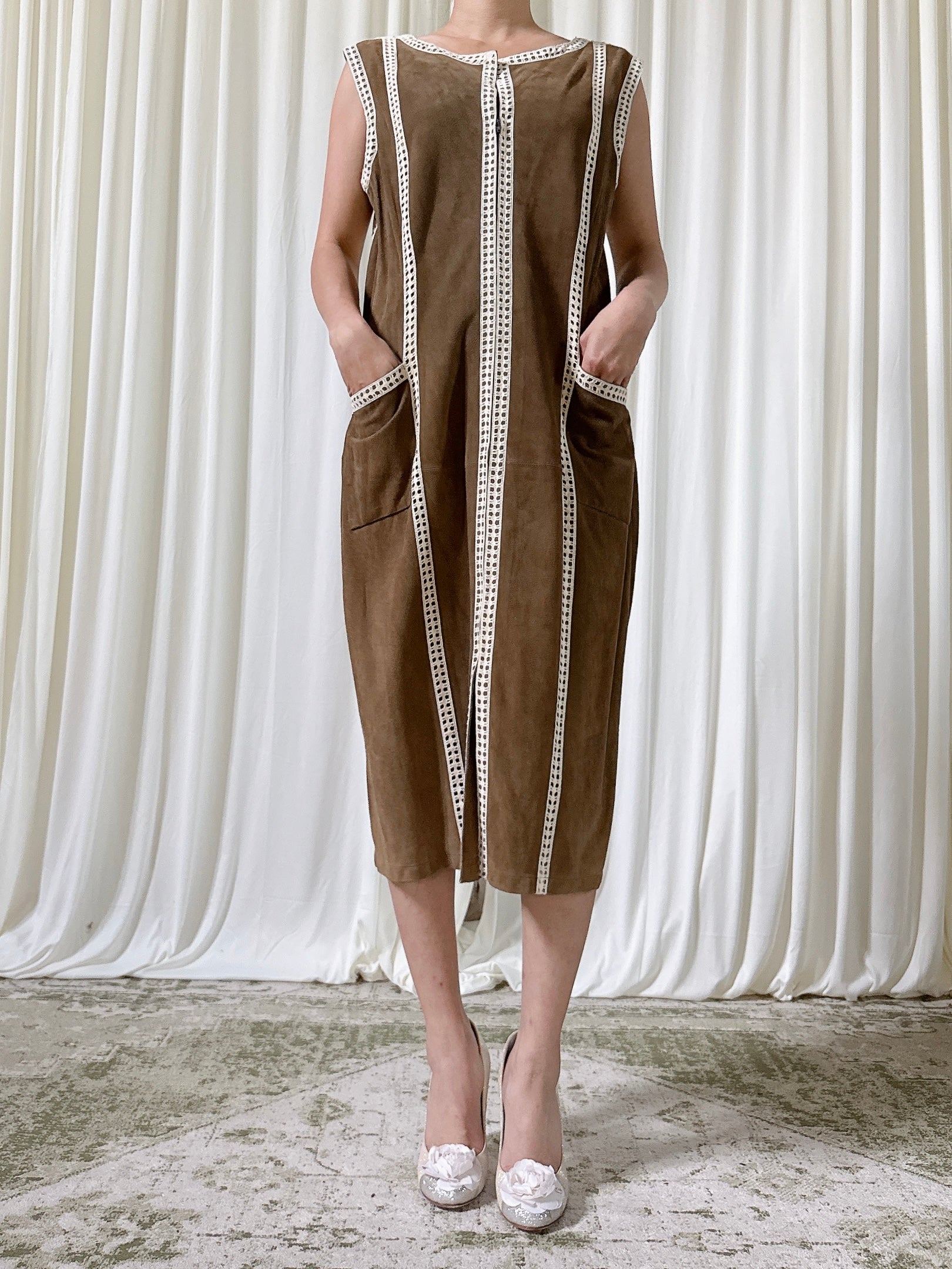 Vintage Albrecht Ollendiek Suede Dress - M