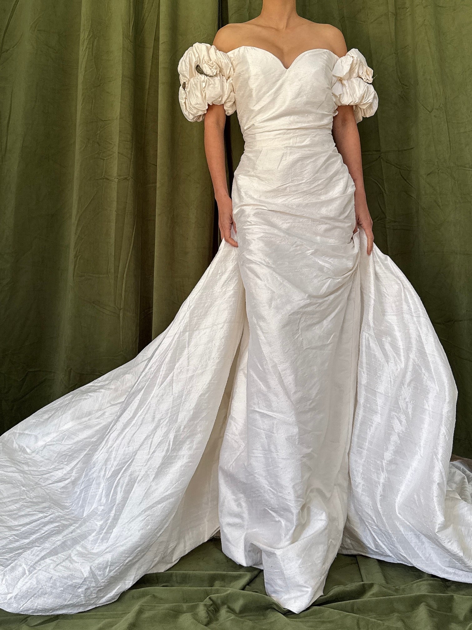 Vintage Dupioni Silk Draped Gown - L/12