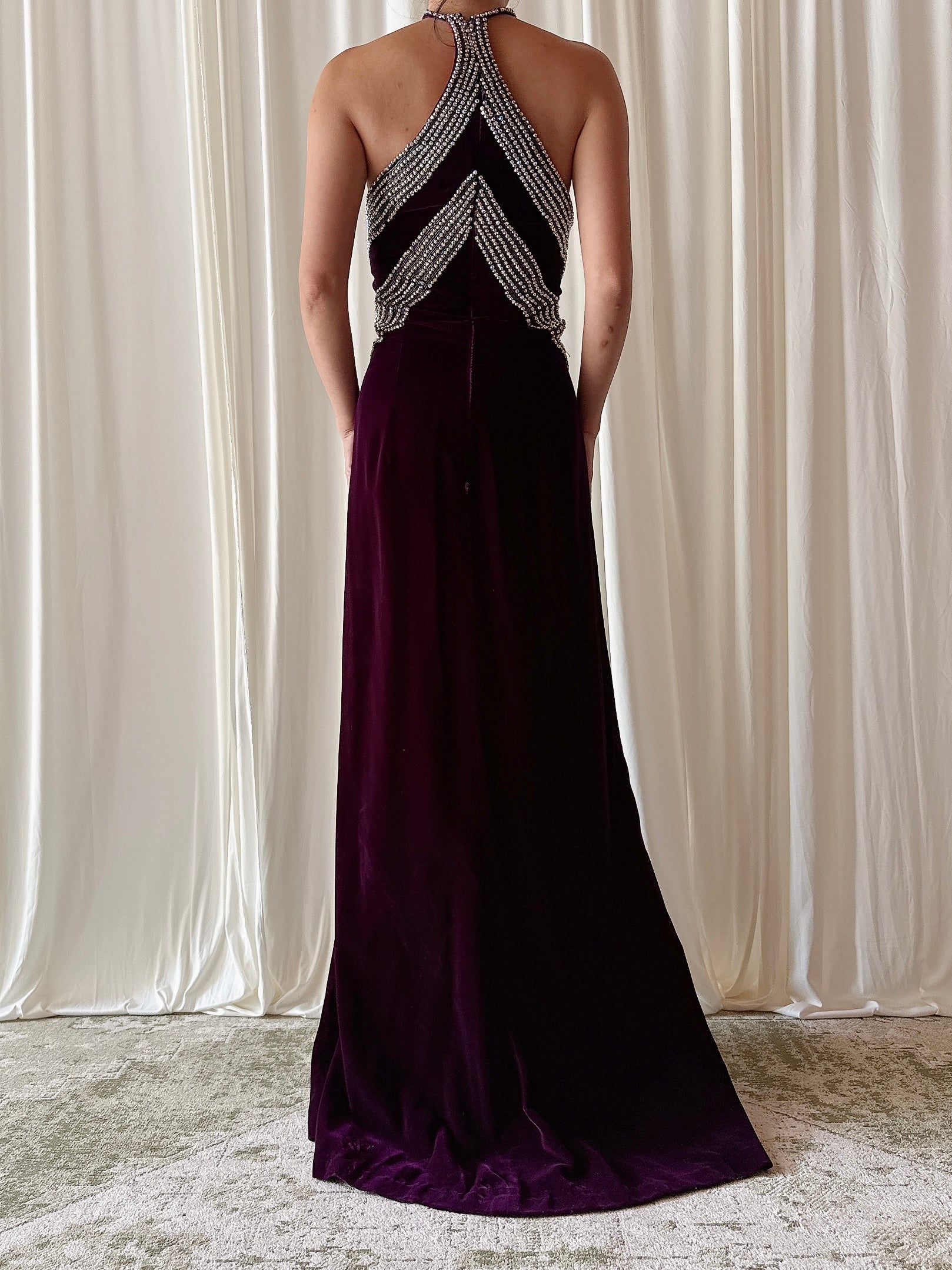 Vintage Nights by Sherry Purple Velvet Dress - Size 14