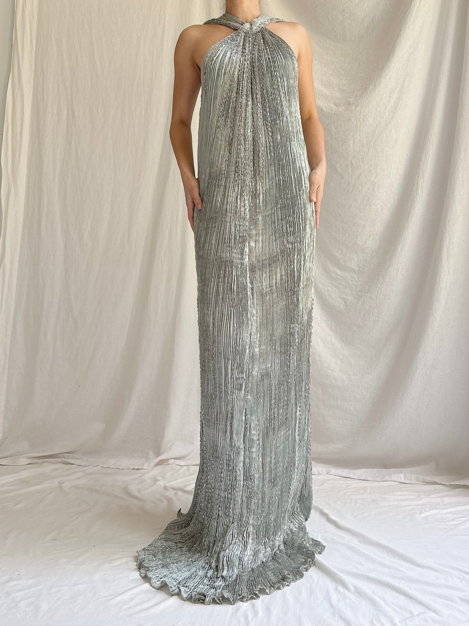 Vintage Patricia Lester Silk Pleated Dress - S-M