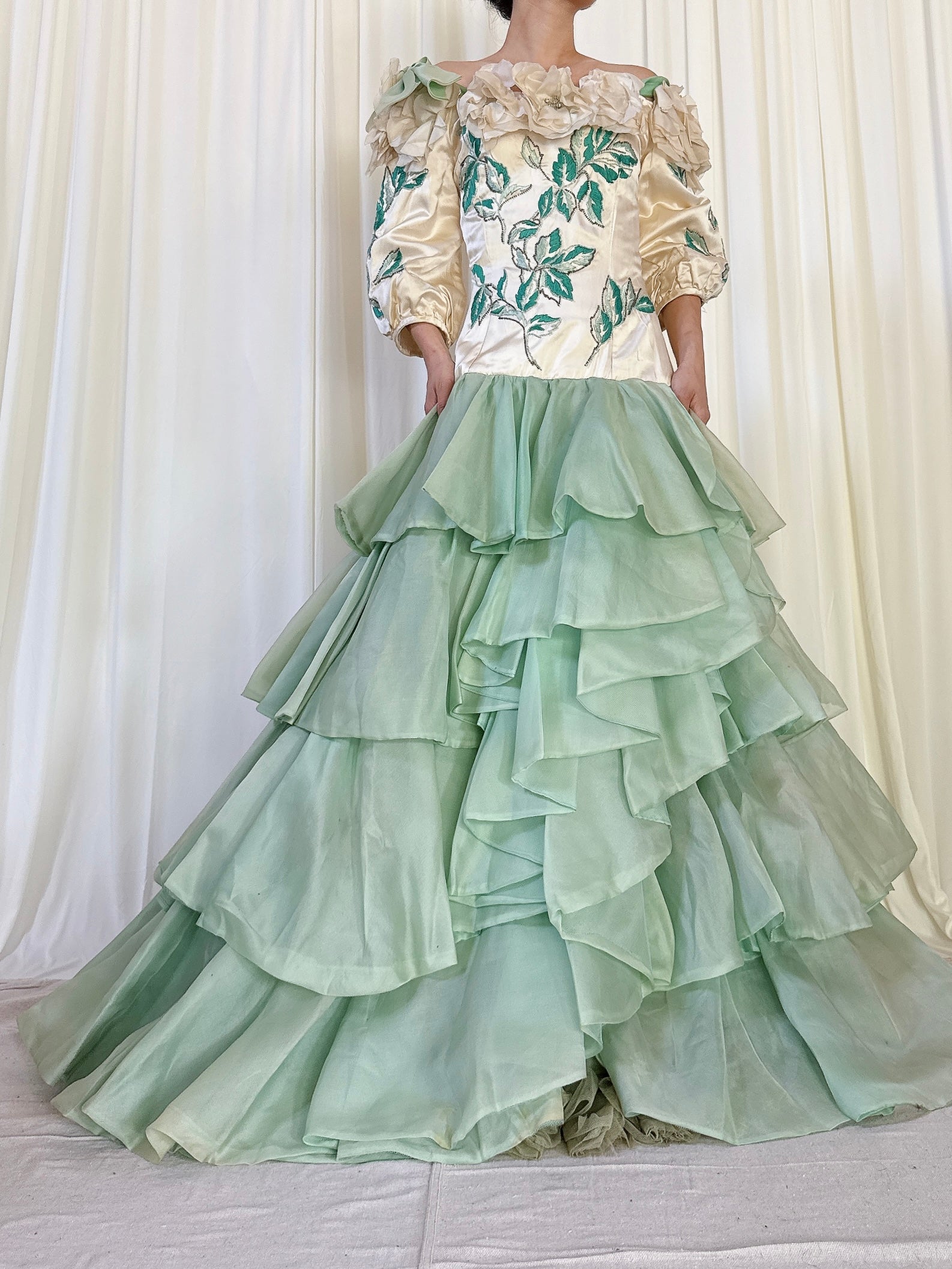 Vintage Nina Ricci Silk Tiered Gown - M/8