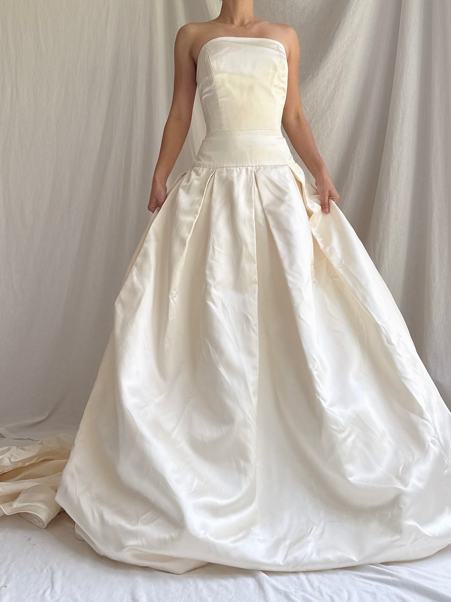 Vintage Silk Strapless Gown - S/M