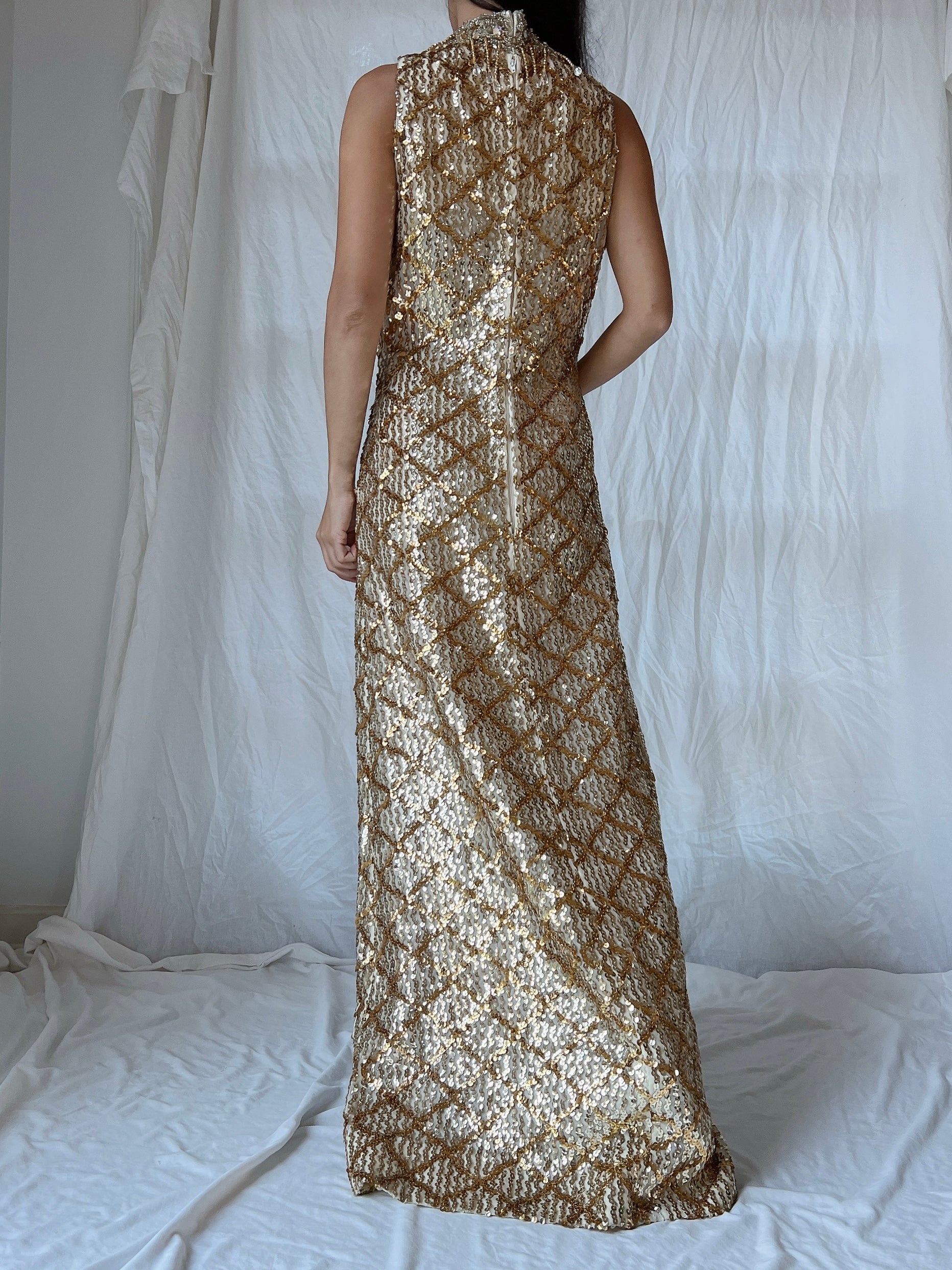 1960s Gold Sequins Dress - M