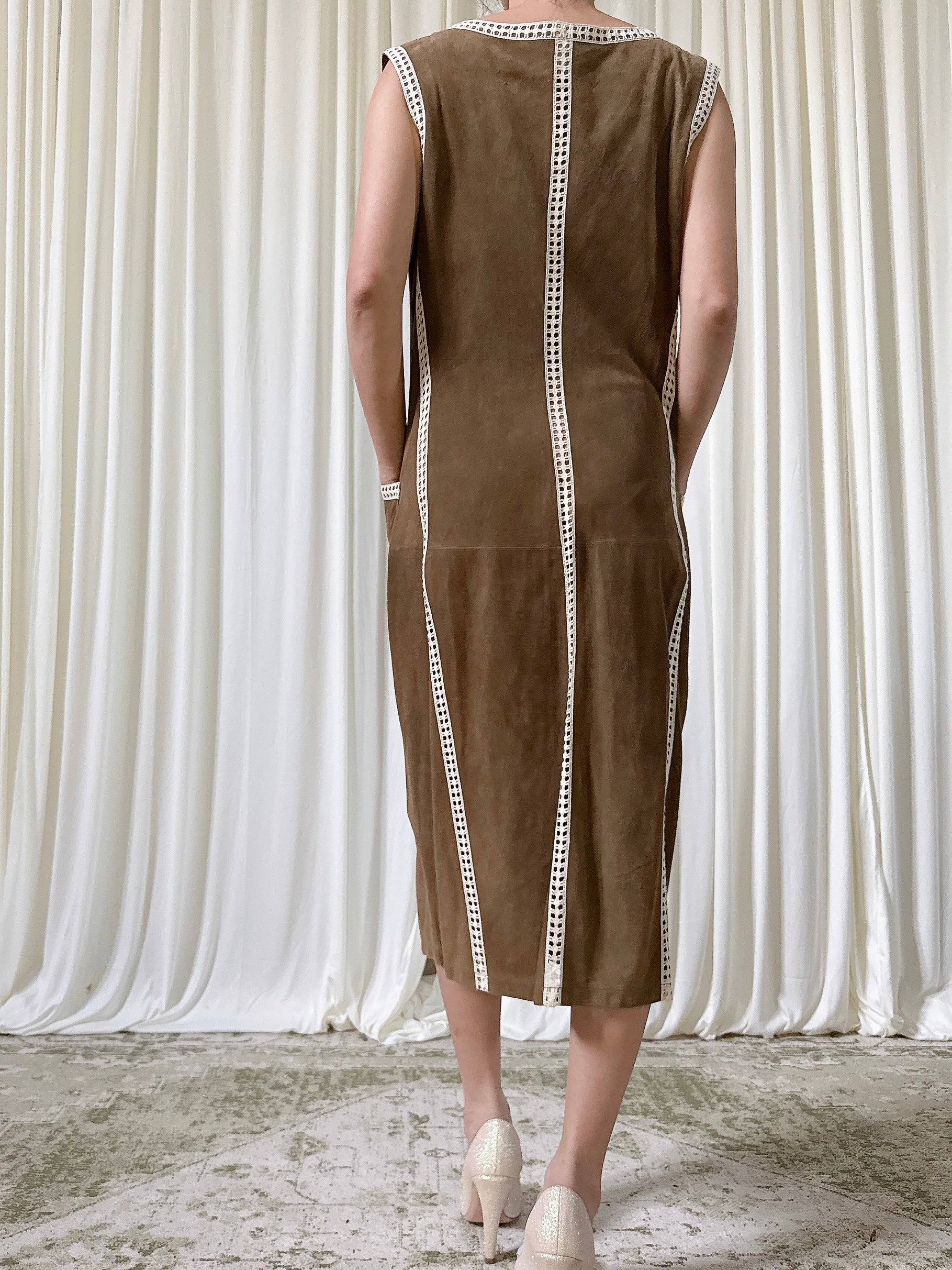 Vintage Albrecht Ollendiek Suede Dress - M