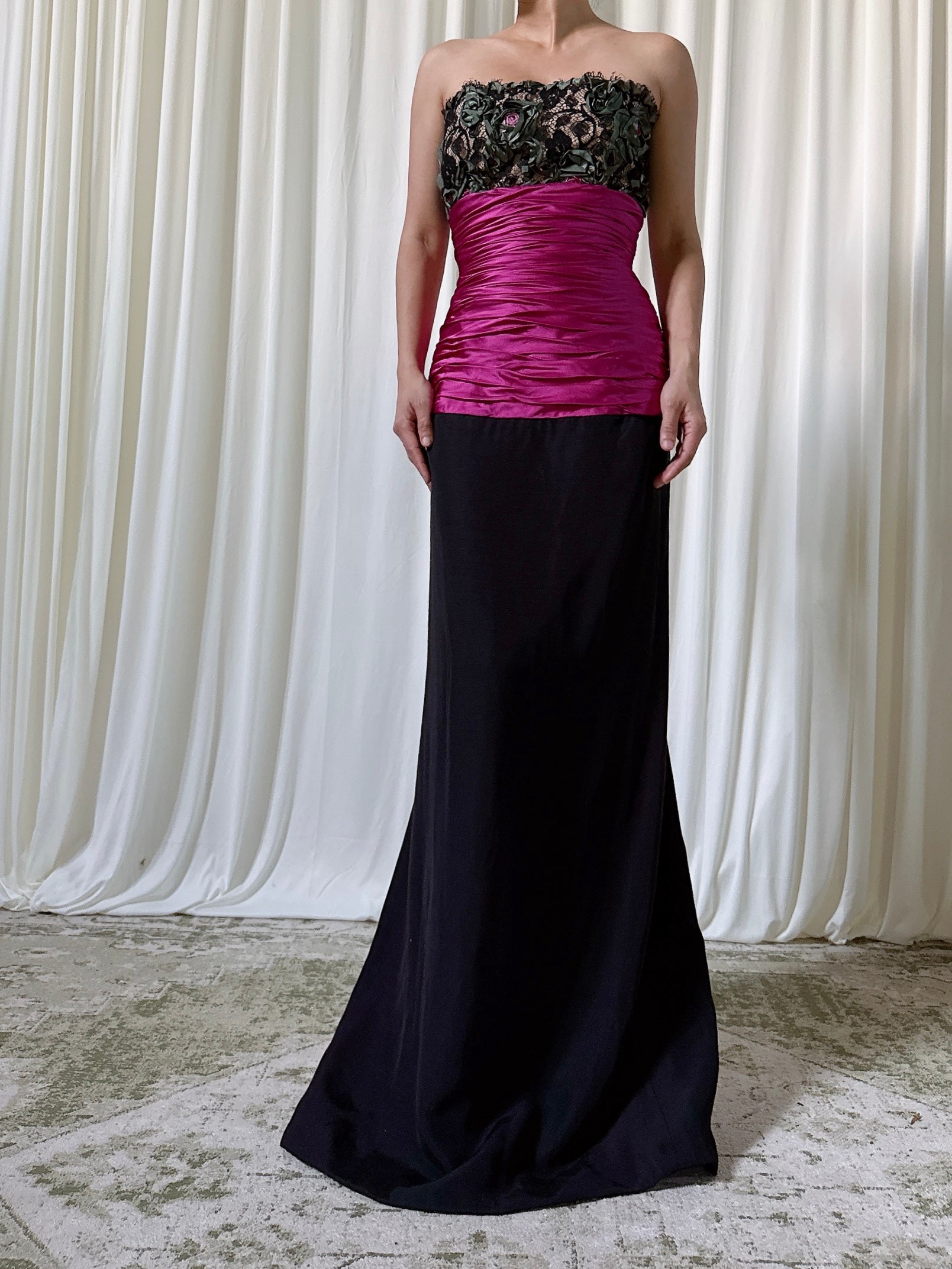 Vintage Empire Waist Silk Gown - Size 12