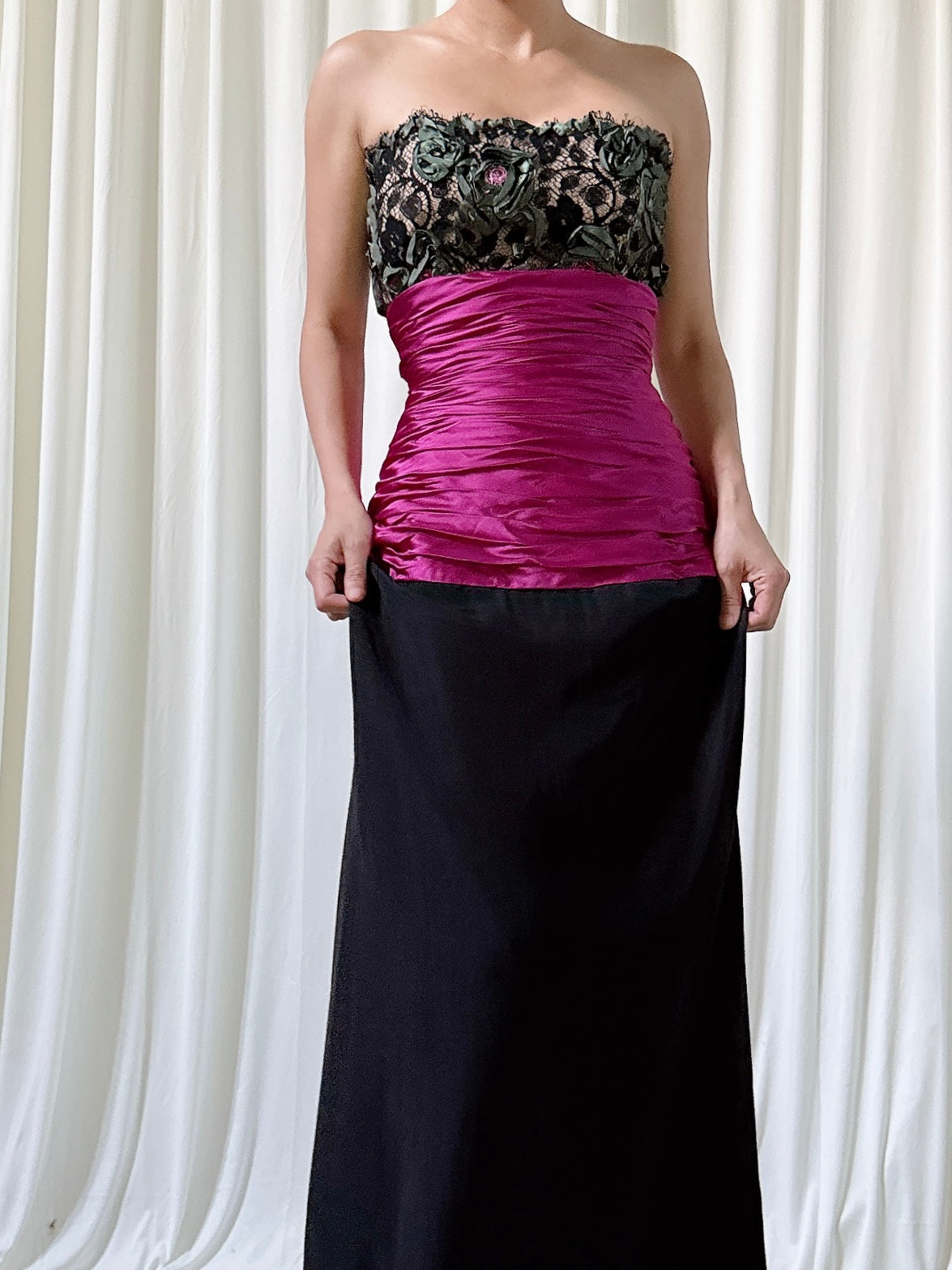 Vintage Empire Waist Silk Gown - Size 12