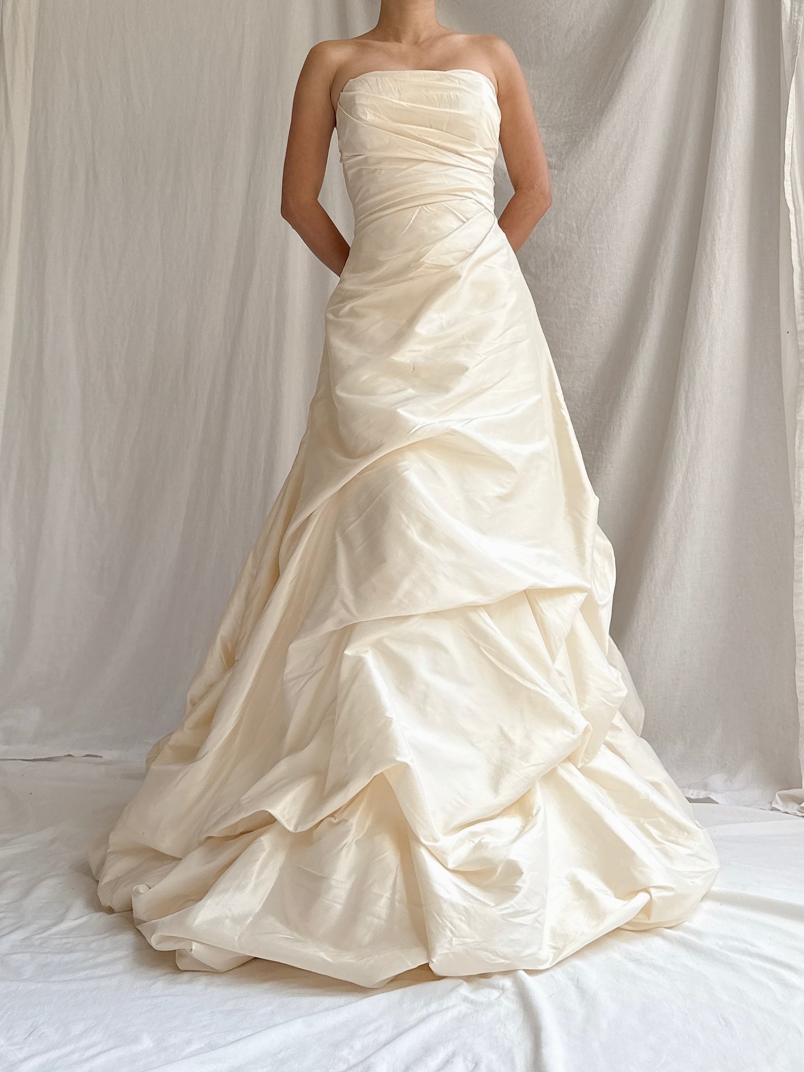 Vintage Van Lear Couture Silk Draped Gown - S 4