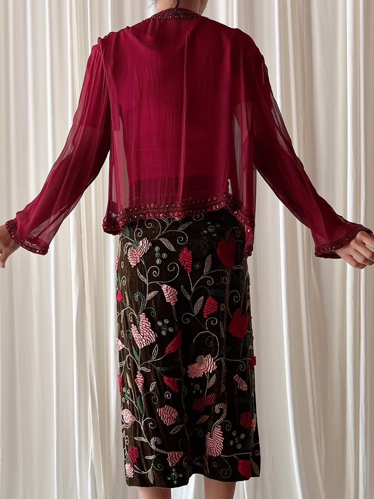 Vintage SCALA Ruby Silk Bolero - Size 12