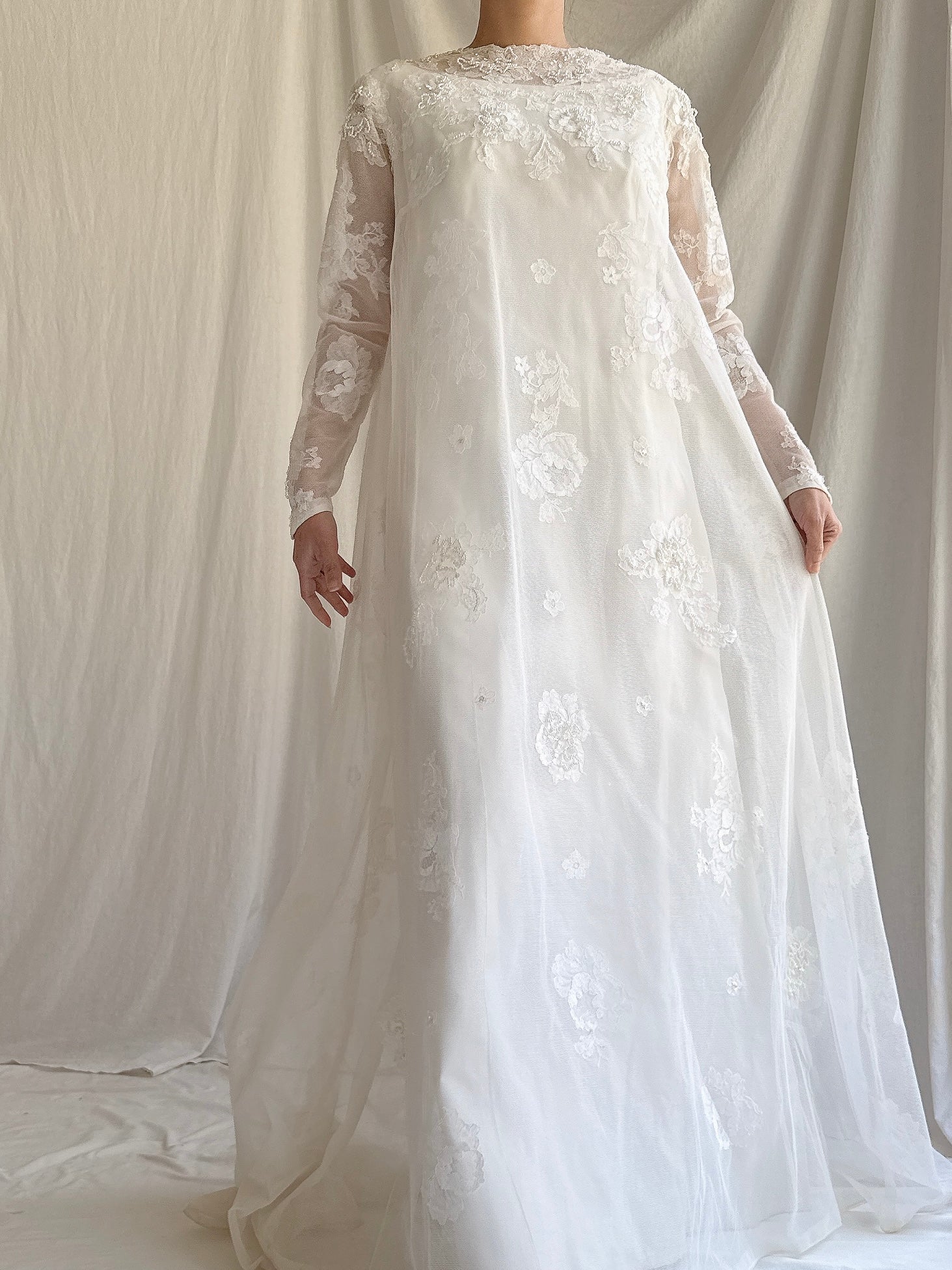 Vintage Tulle and Lace Gown - M