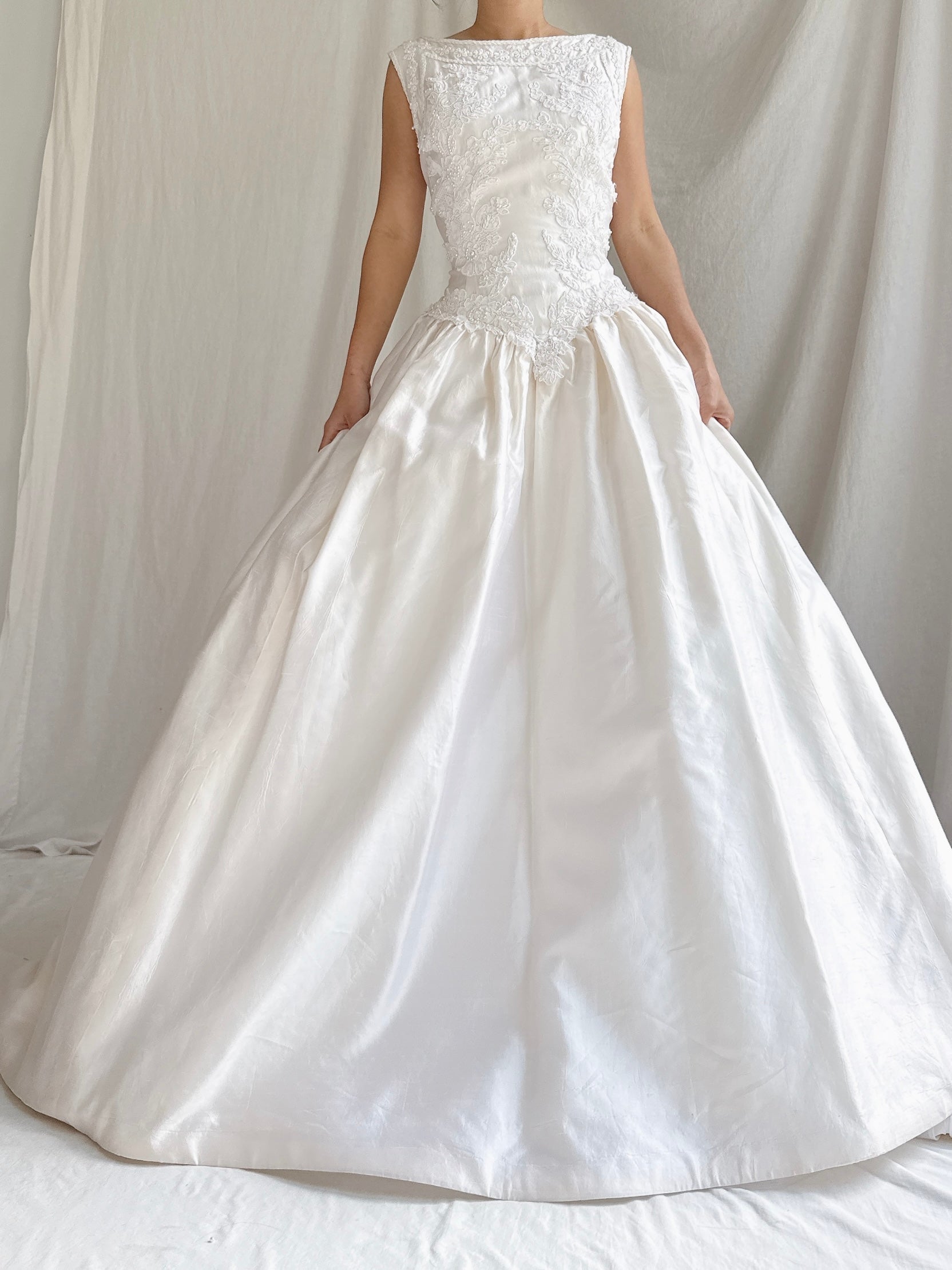 Vintage Silk Boatneck Gown - M