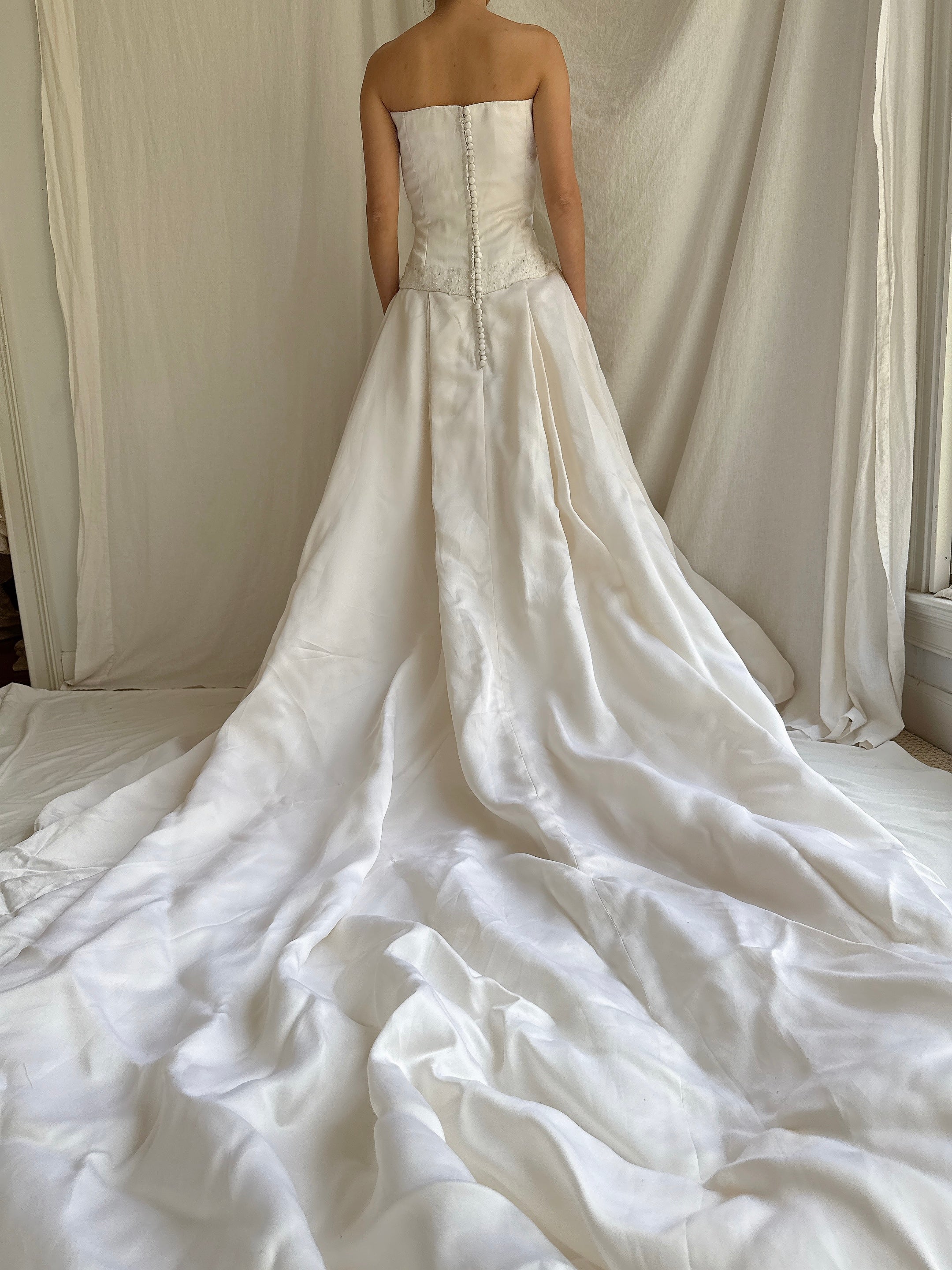 Vintage Manale NY Silk Organza Strapless Gown - S