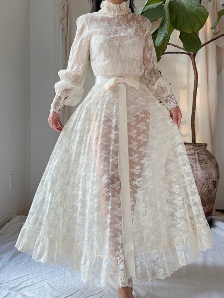 Vintage High Neck Lace Dress - S | G O S S A M E R