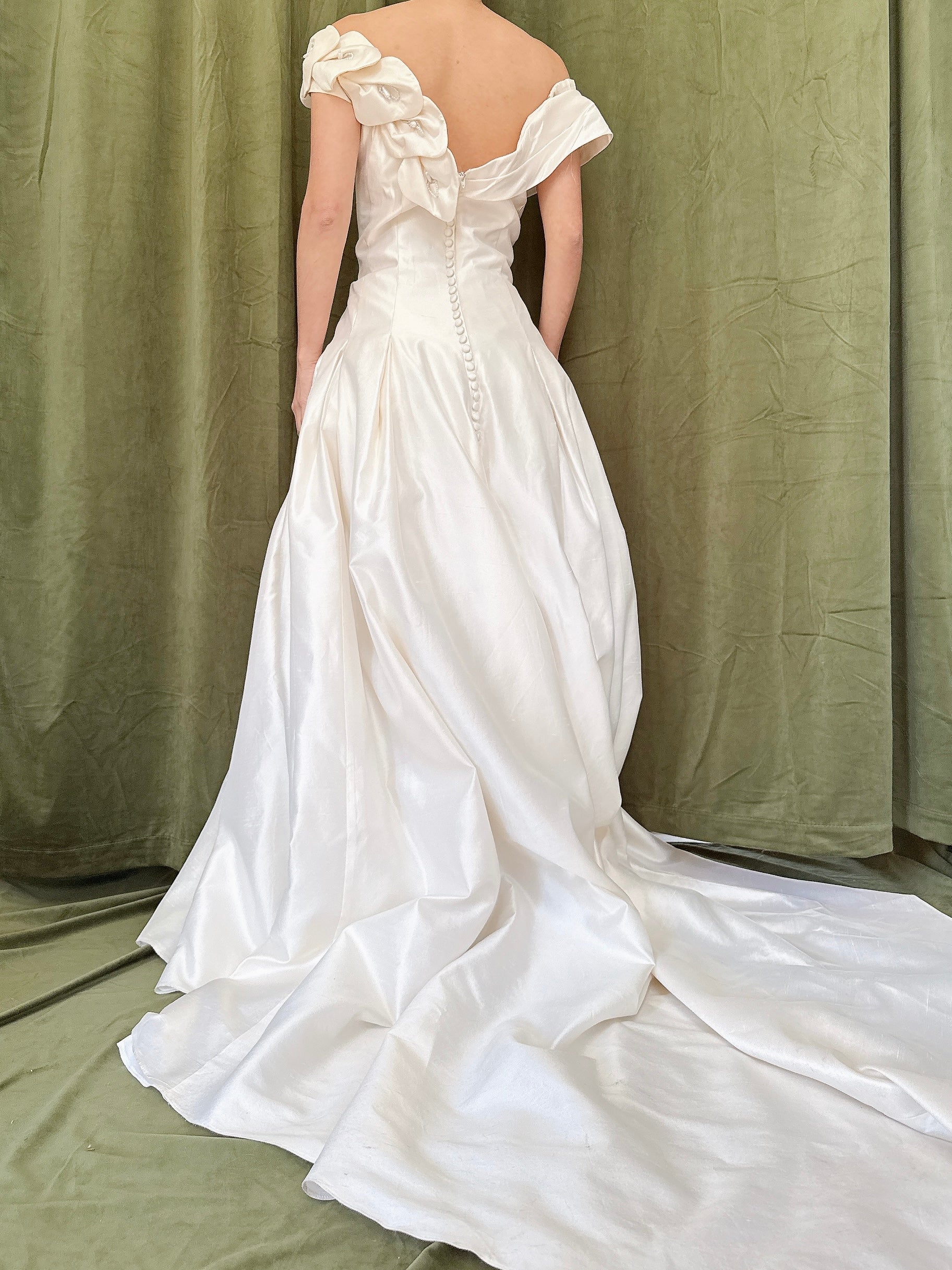 Vintage Silk Calla Lily Gown - M