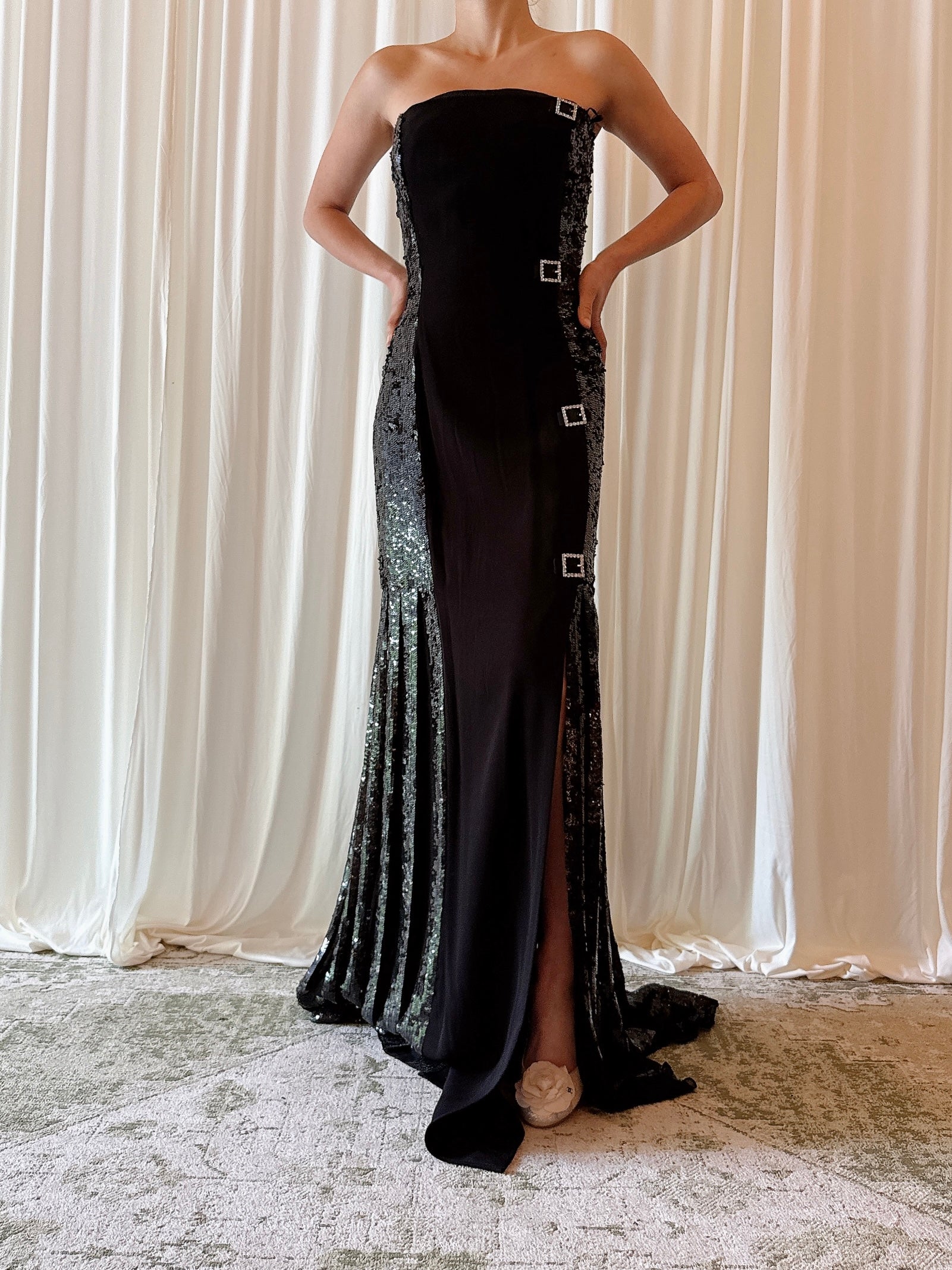 Vintage Belleville Sassoon Black Sequined Dress - UK 16
