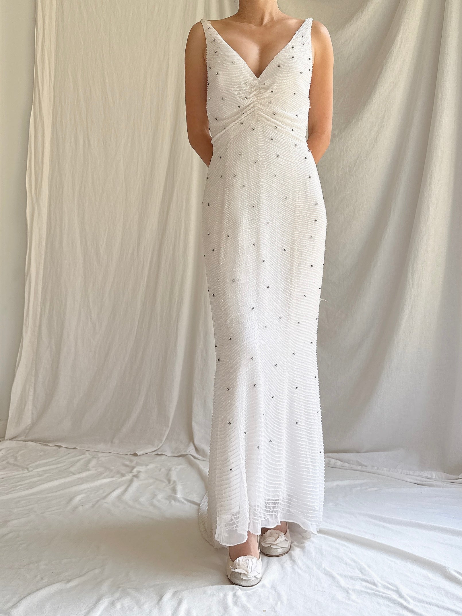 Vintage Silk Beaded Gown - S/6