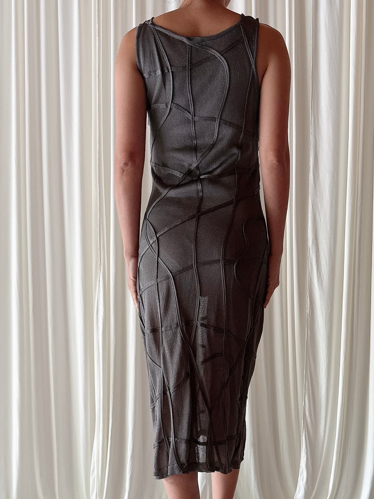 Vintage Nora Attalai Grey Knit Dress - Size 38