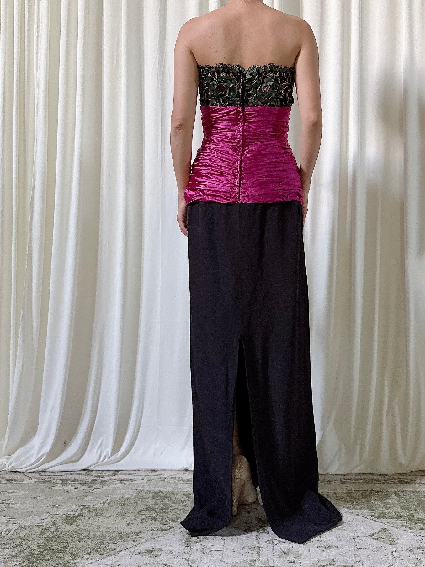 Vintage Empire Waist Silk Gown - Size 12