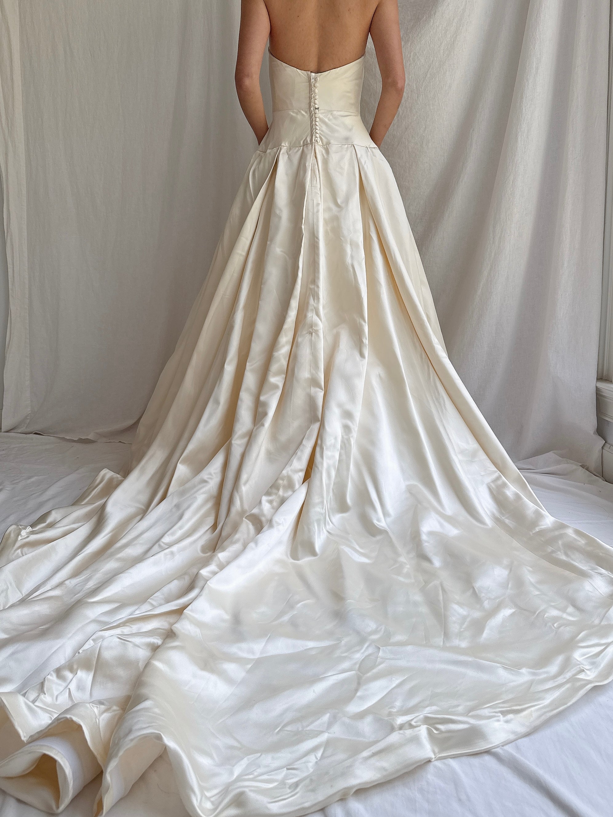 Vintage Silk Strapless Gown - S/M