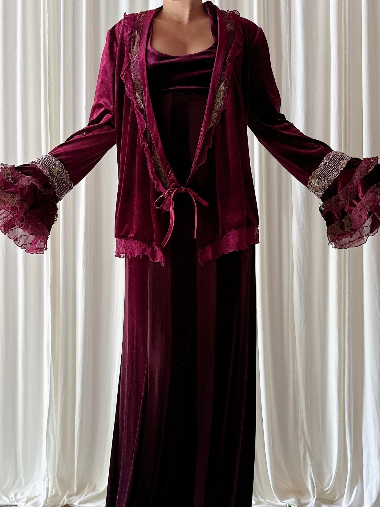 Vintage Angel Nina Paris Maroon Velvet Jacket - Size 44