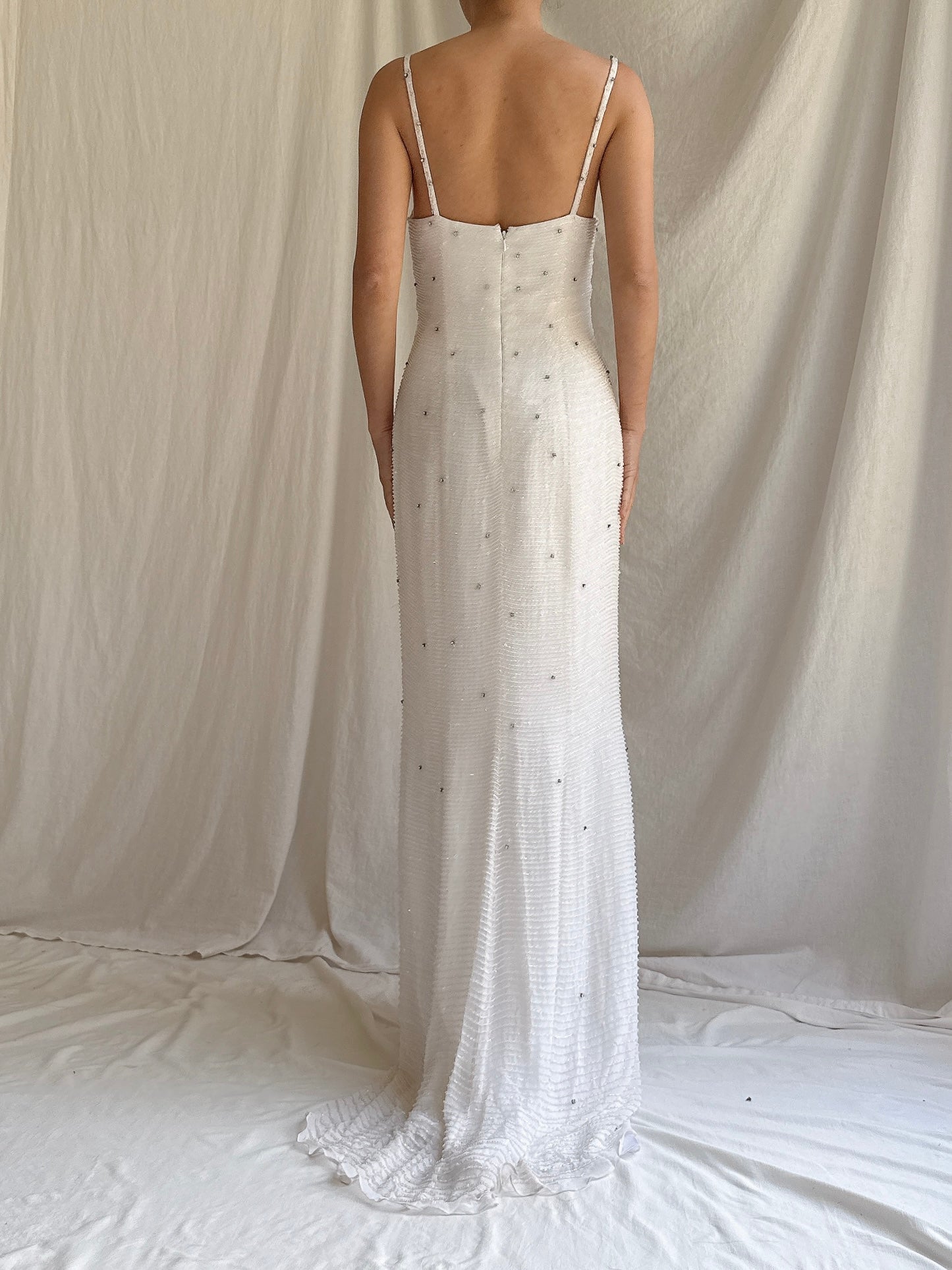 Vintage Silk Beaded Gown - S/6