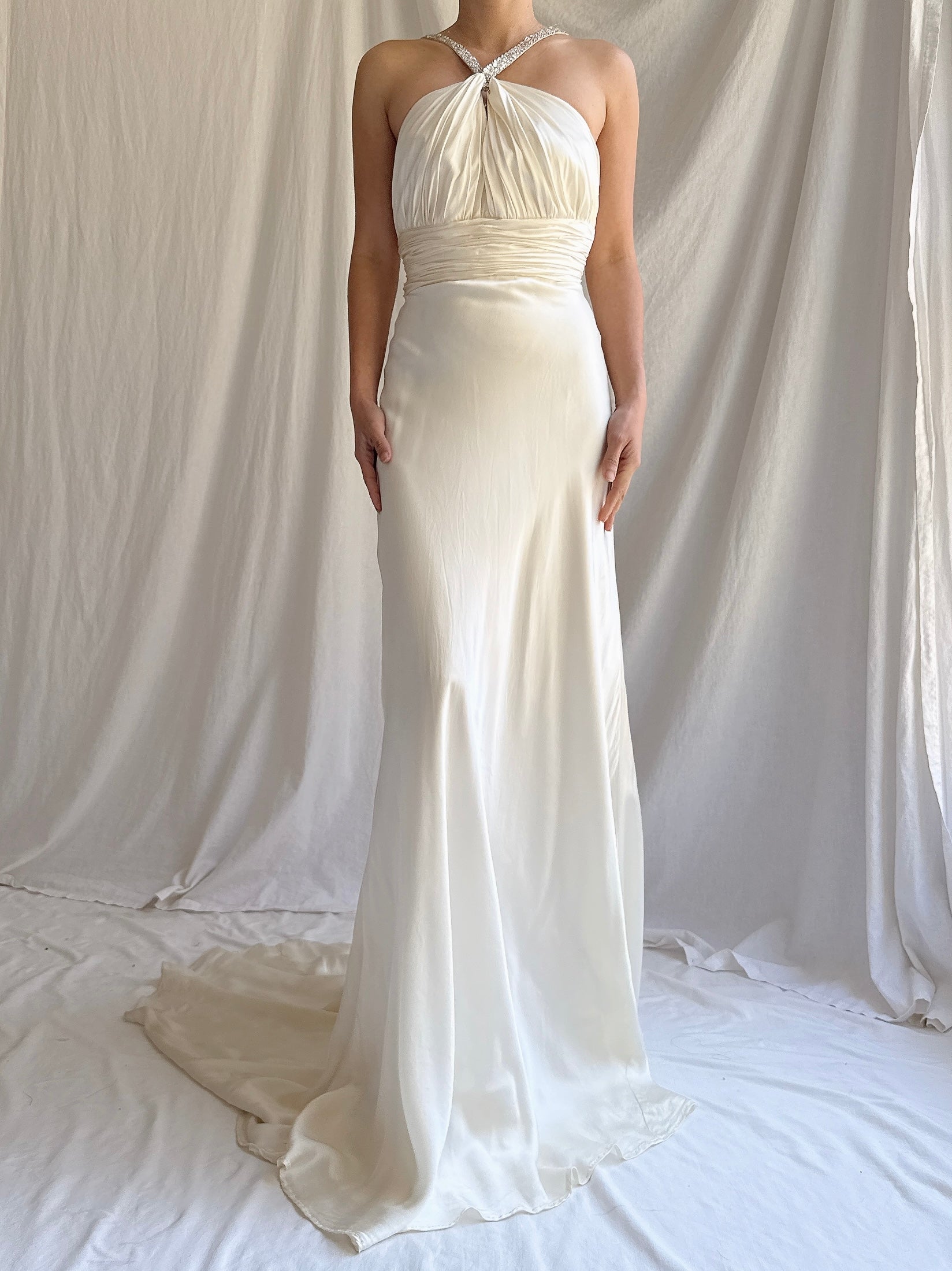 Vintage Silk Halter Dress - M/8