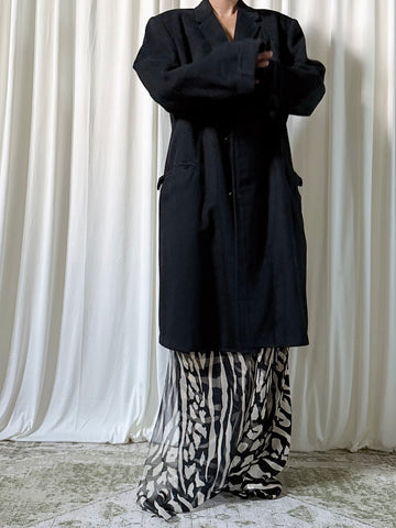 Vintage Crestknit Black Wool Coat - L