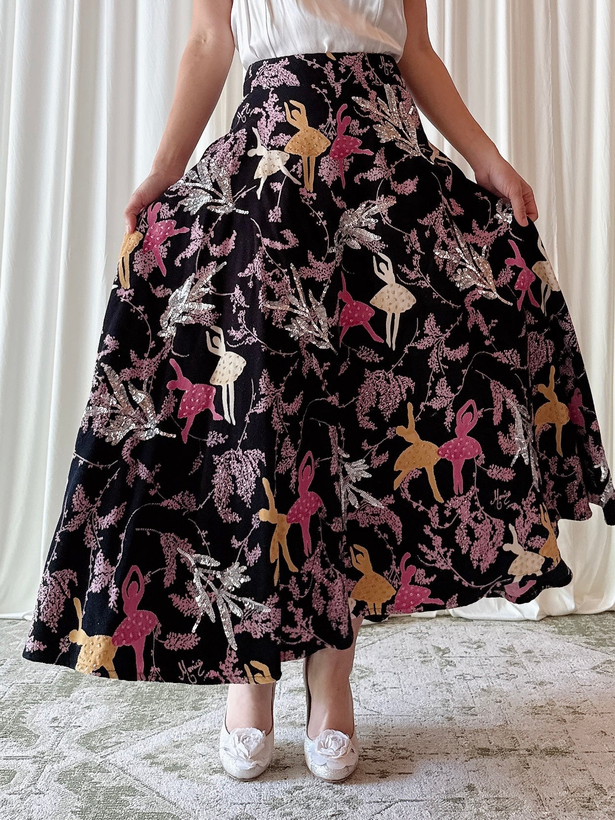 Vintage Monica Paris Velvet Ballerina Skirt - Waist 33”