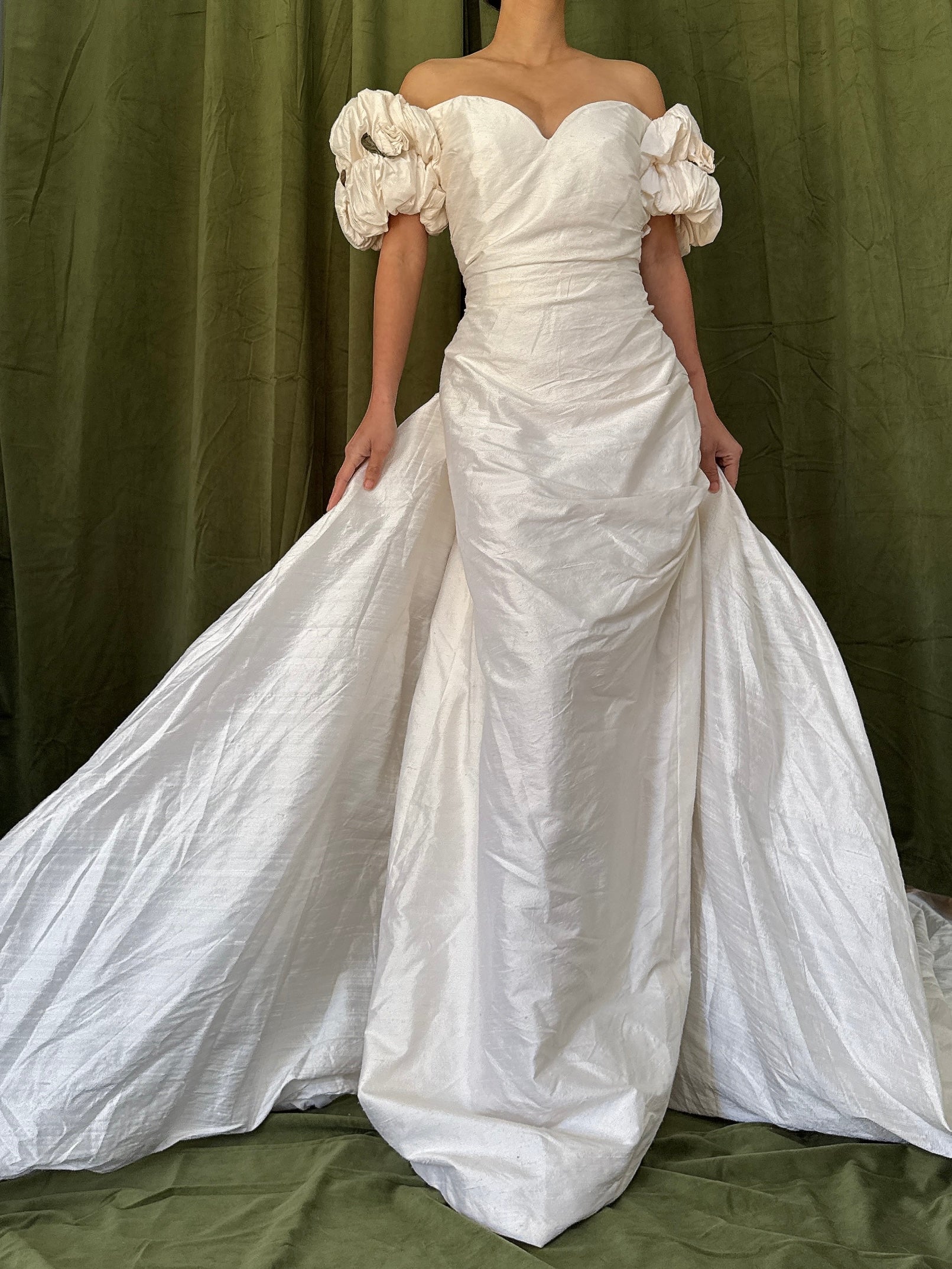 Vintage Dupioni Silk Draped Gown - L/12