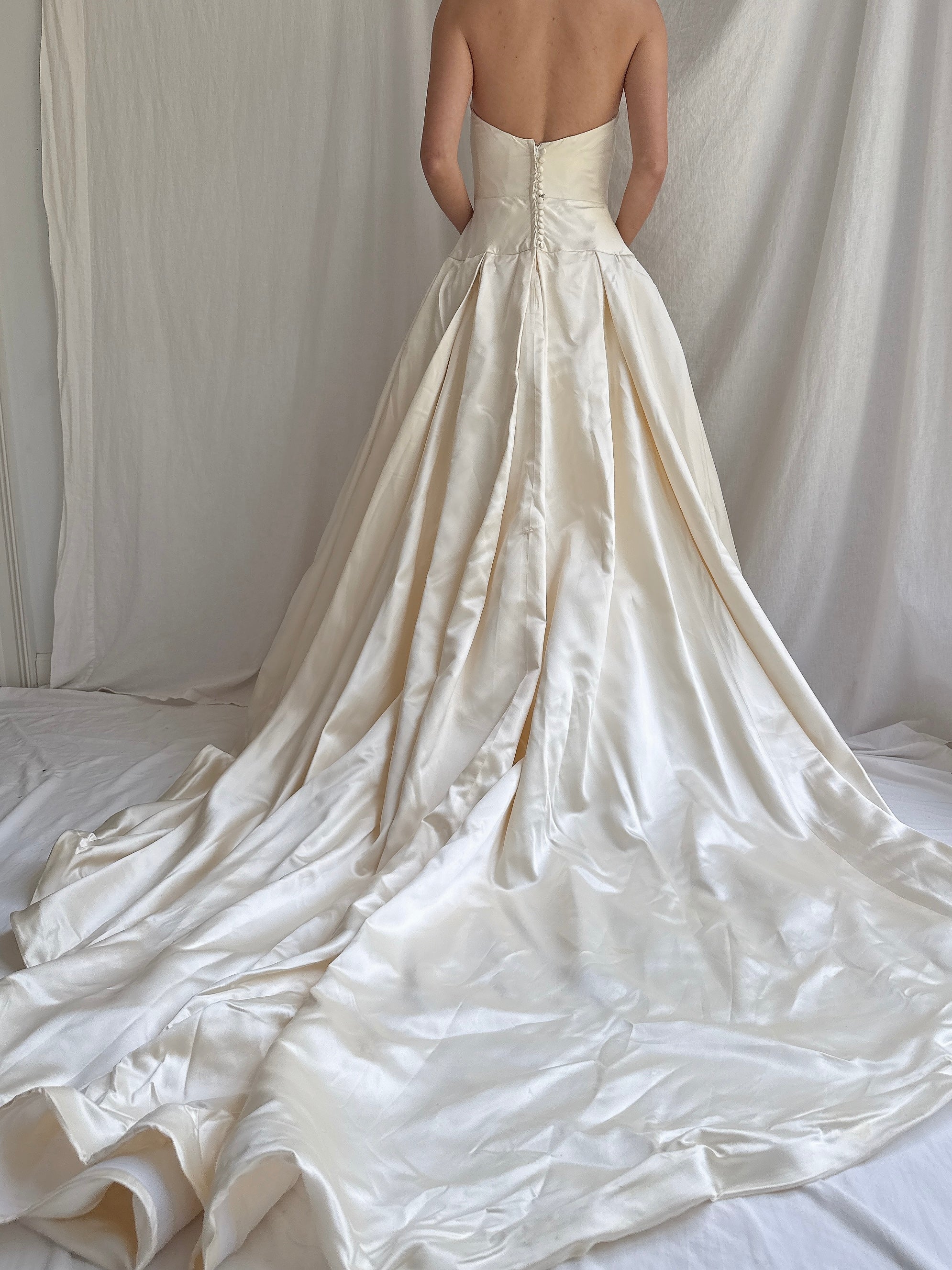 Vintage Silk Strapless Gown - S/M