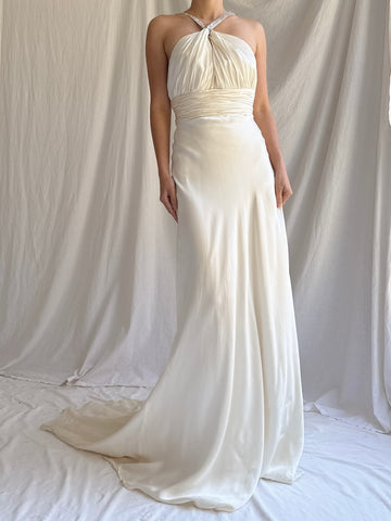 Vintage Silk Halter Dress - M/8