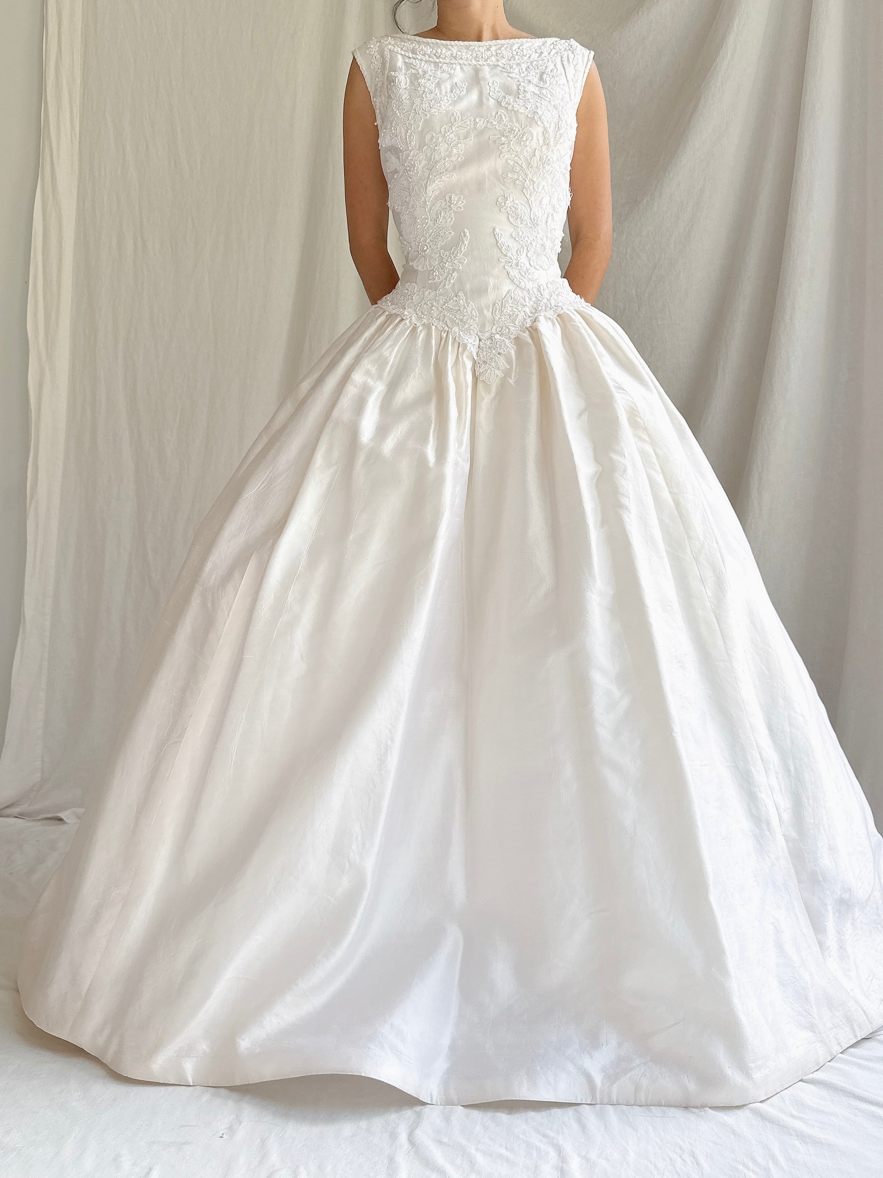 Vintage Silk Boatneck Gown - M