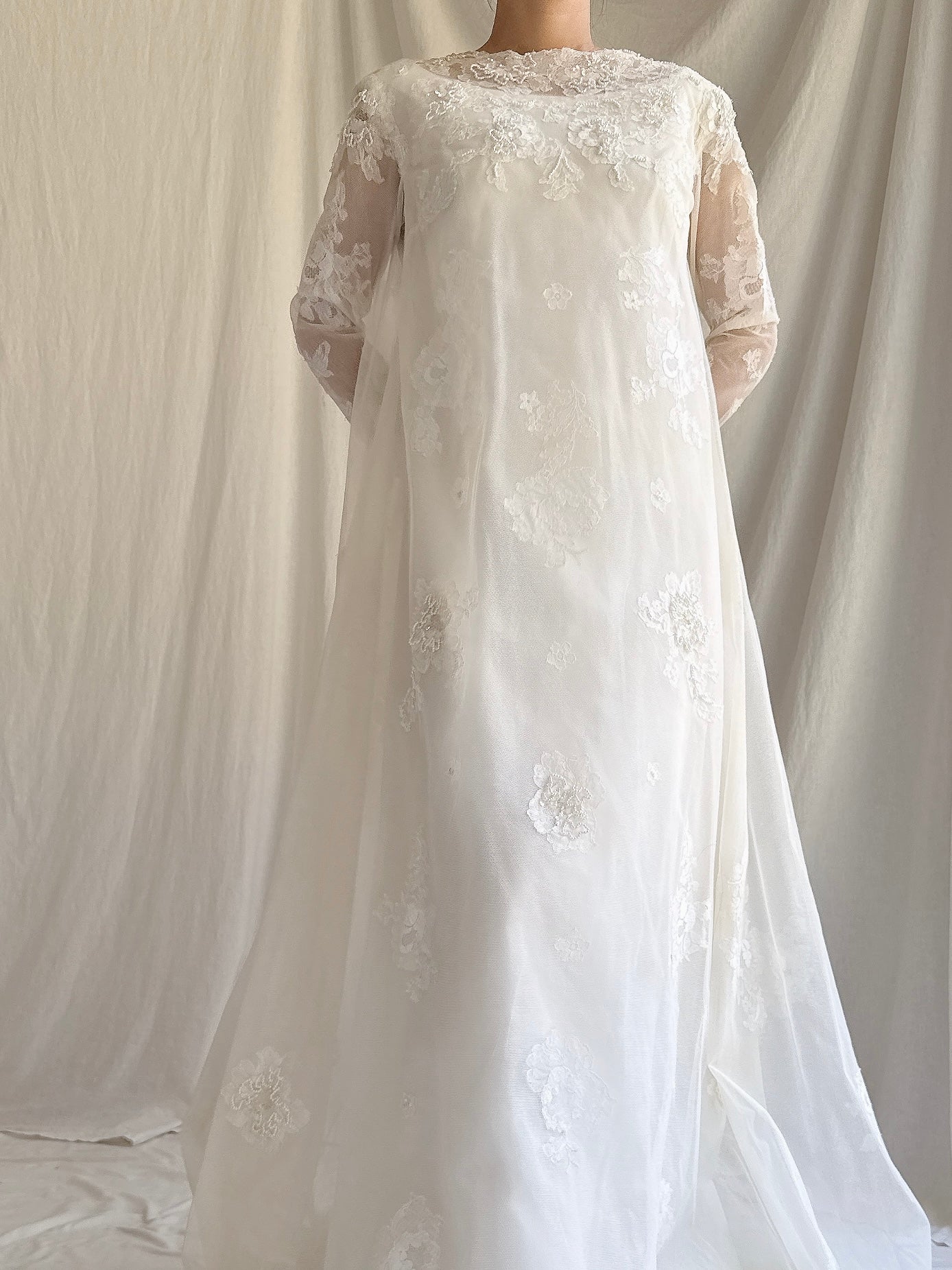 Vintage Tulle and Lace Gown - M
