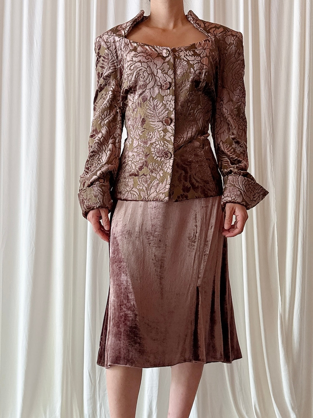 Vintage Paul Vasseur Velvet Brown 2 Piece Set - FR 44