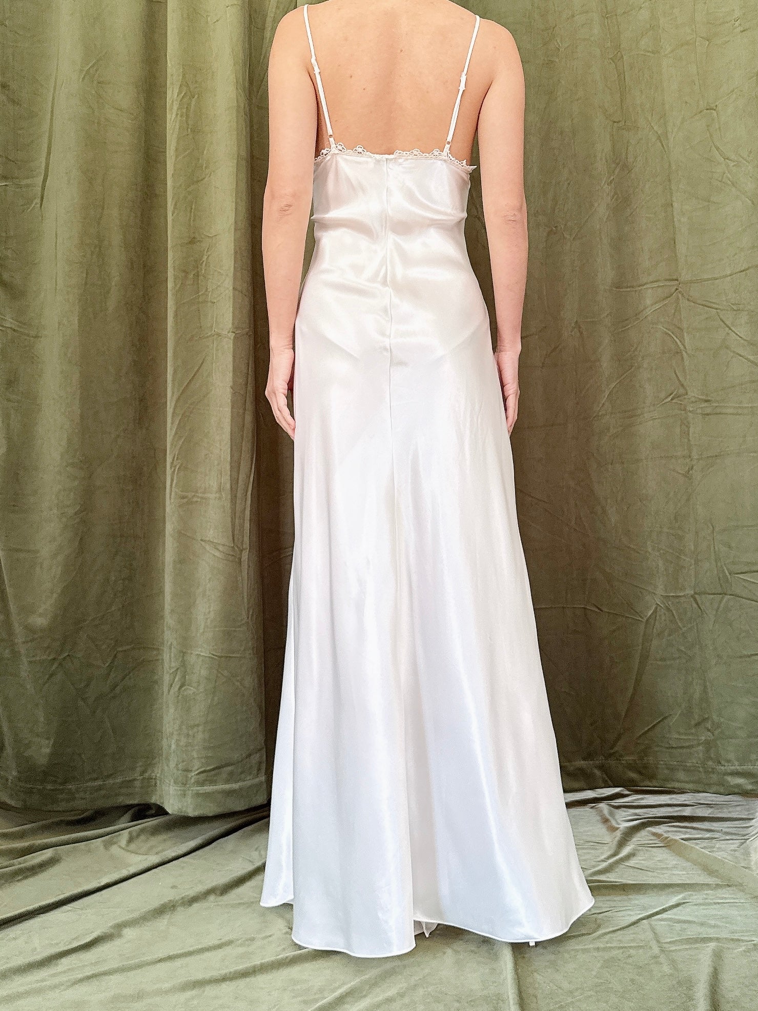 Vintage Front-Split Satin Slip - M
