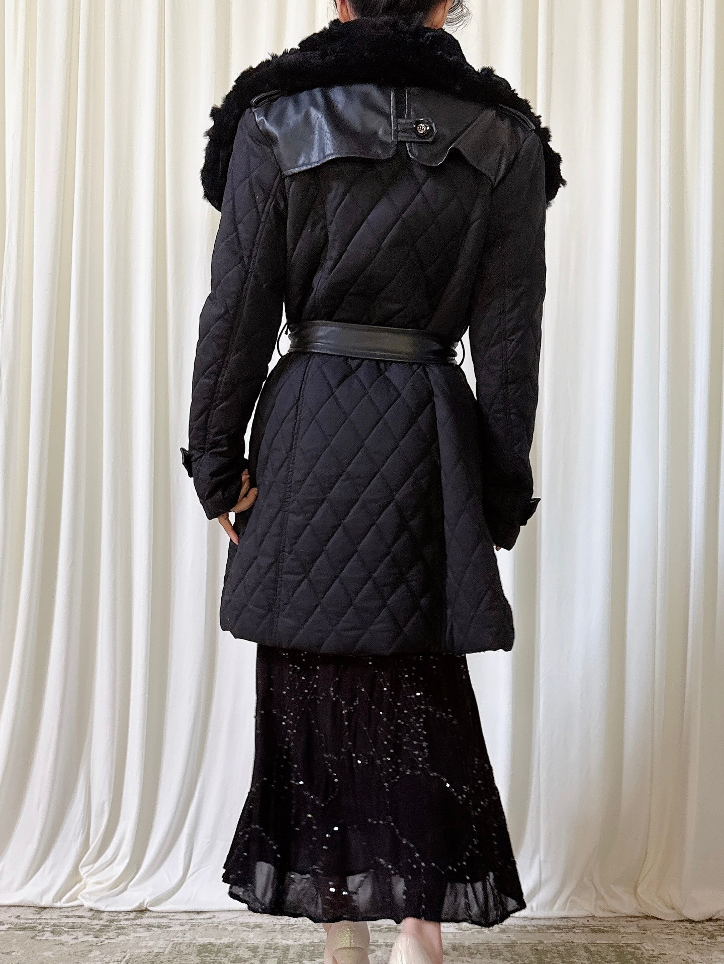 Vintage Black Quilted Jacket - S