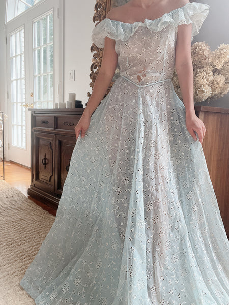 1930s Blue Organdy Dress - XS | G O S S A M E R 1930s Blue Organdy Dress - XS | G O S S A M E R
