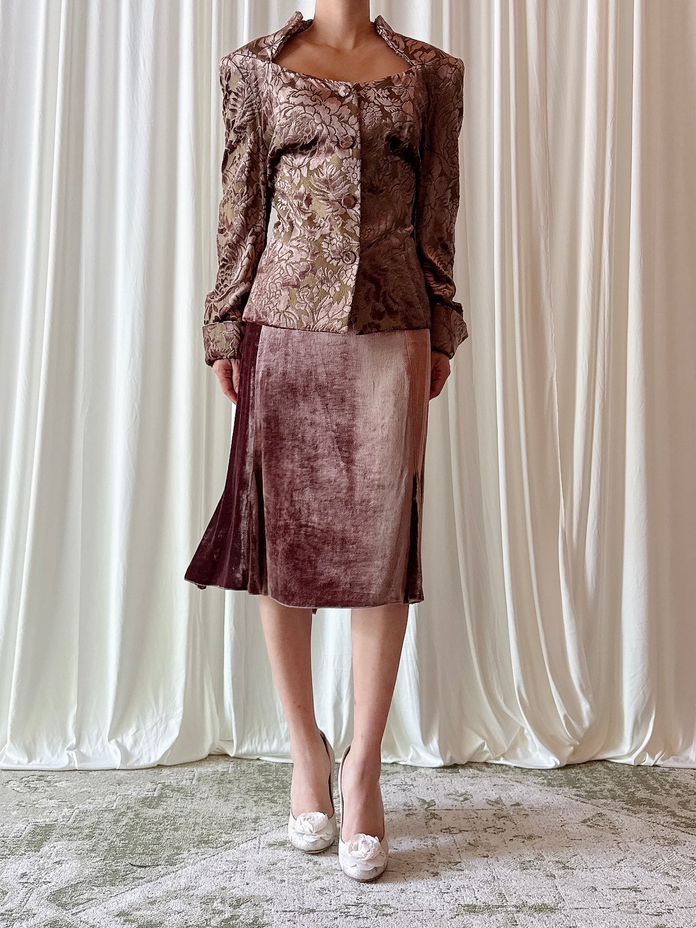 Vintage Paul Vasseur Velvet Brown 2 Piece Set - FR 44