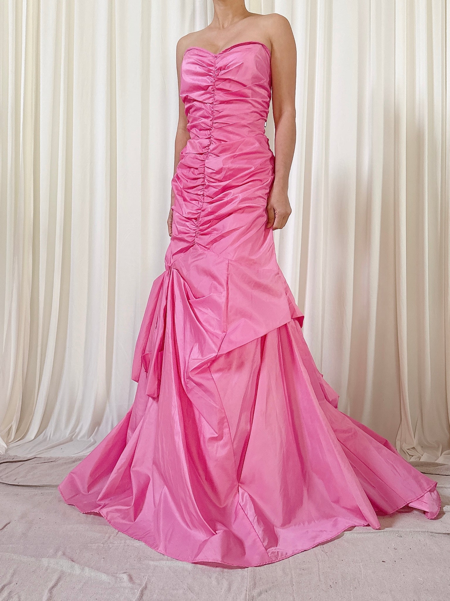 Vintage Jovani Pink Ruche Dress - US 8
