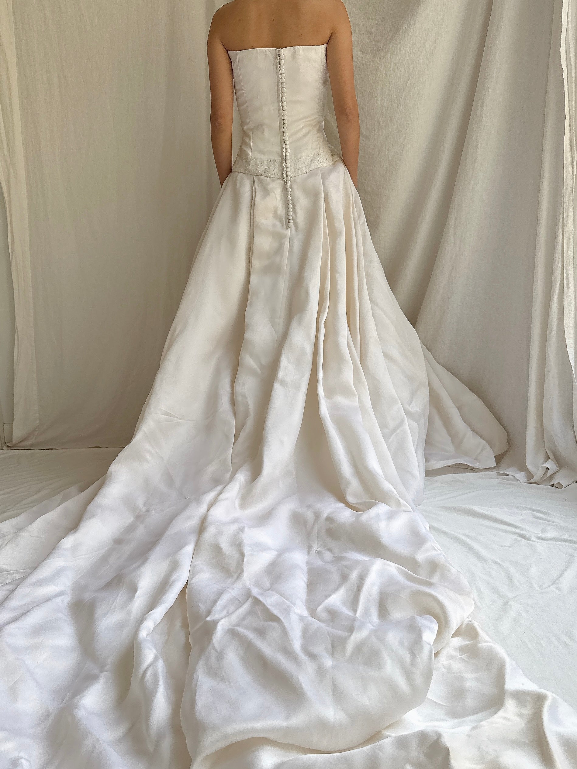 Vintage Manale NY Silk Organza Strapless Gown - S