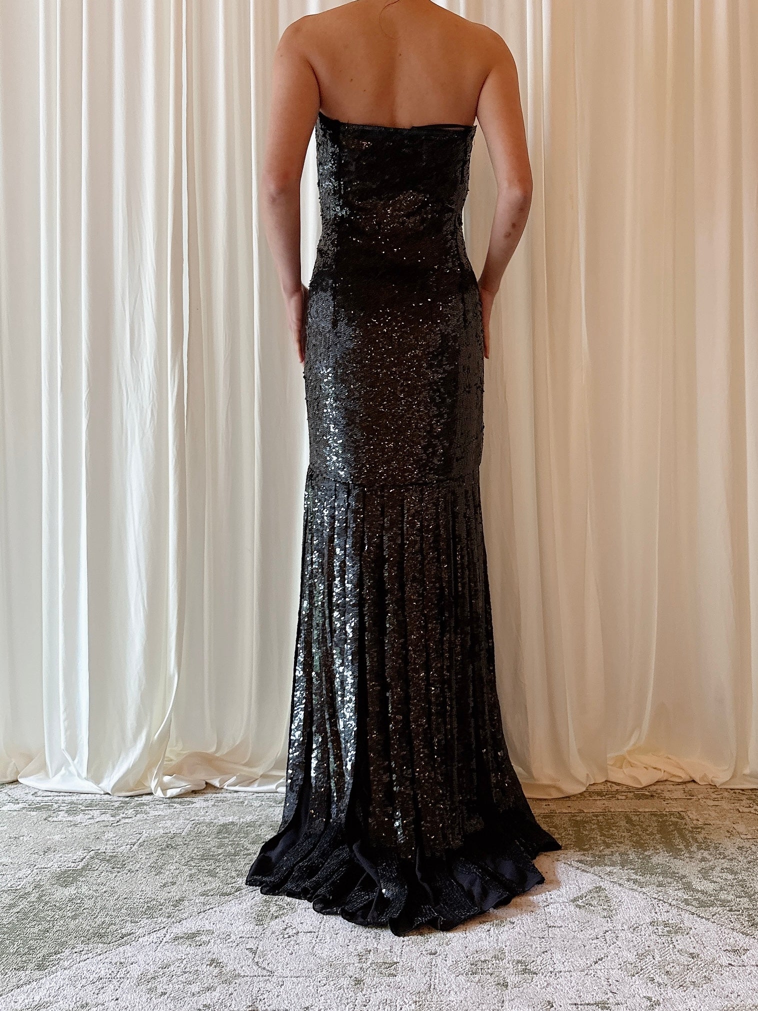 Vintage Belleville Sassoon Black Sequined Dress - UK 16
