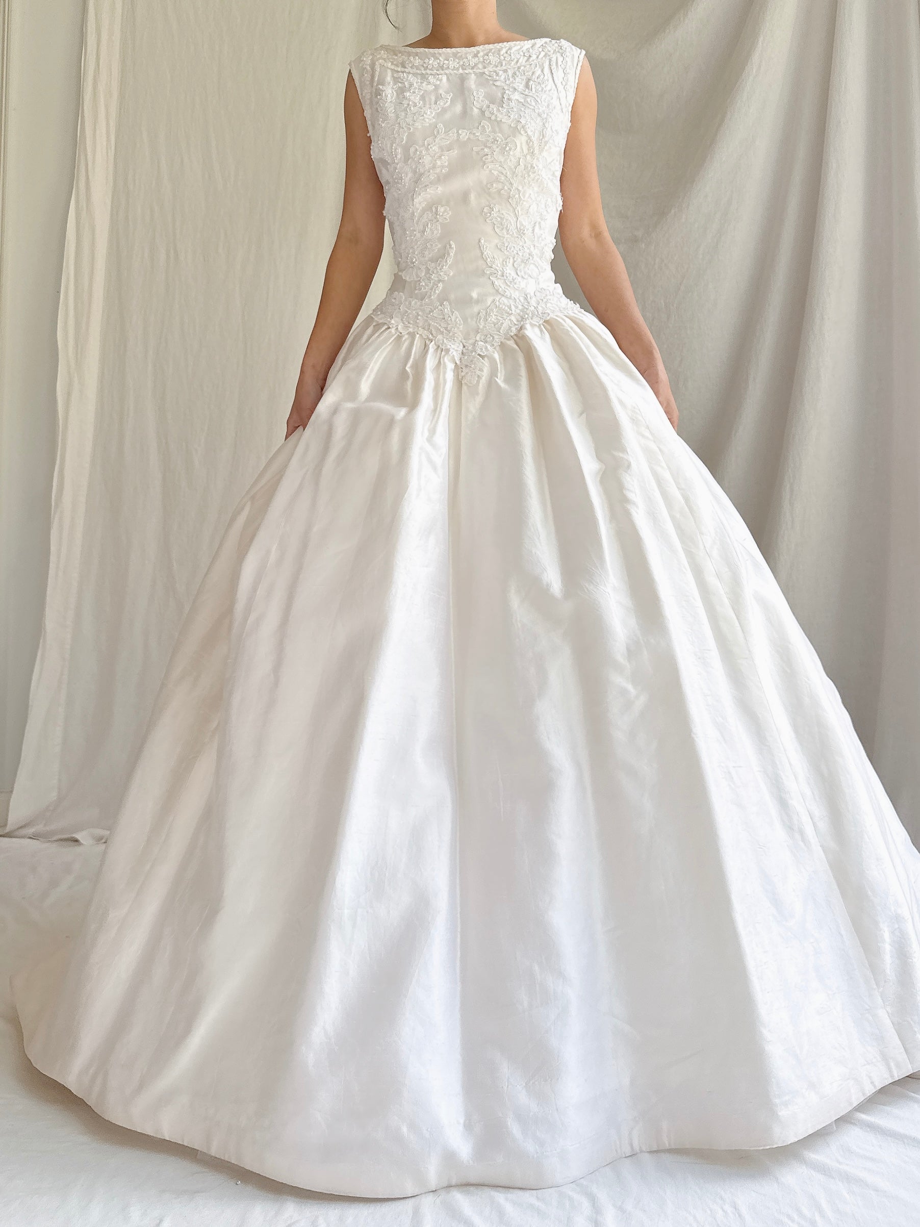 Vintage Silk Boatneck Gown - M