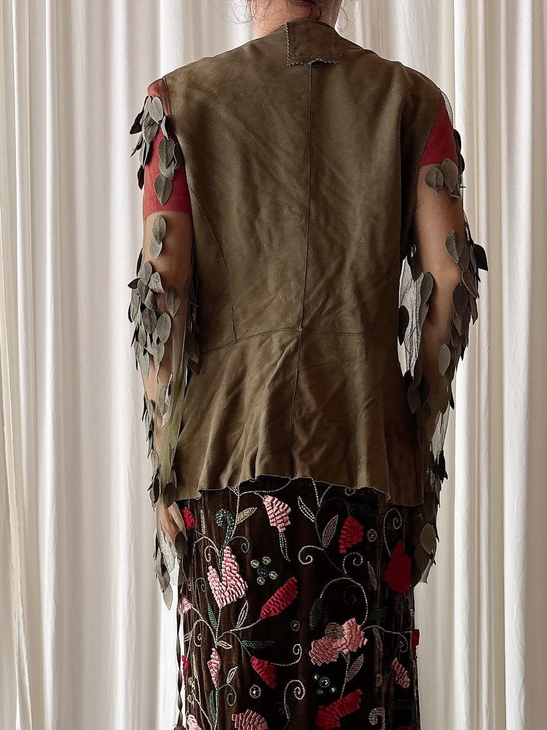 Vintage Estrella G Moss Green Suede Jacket - Size 40