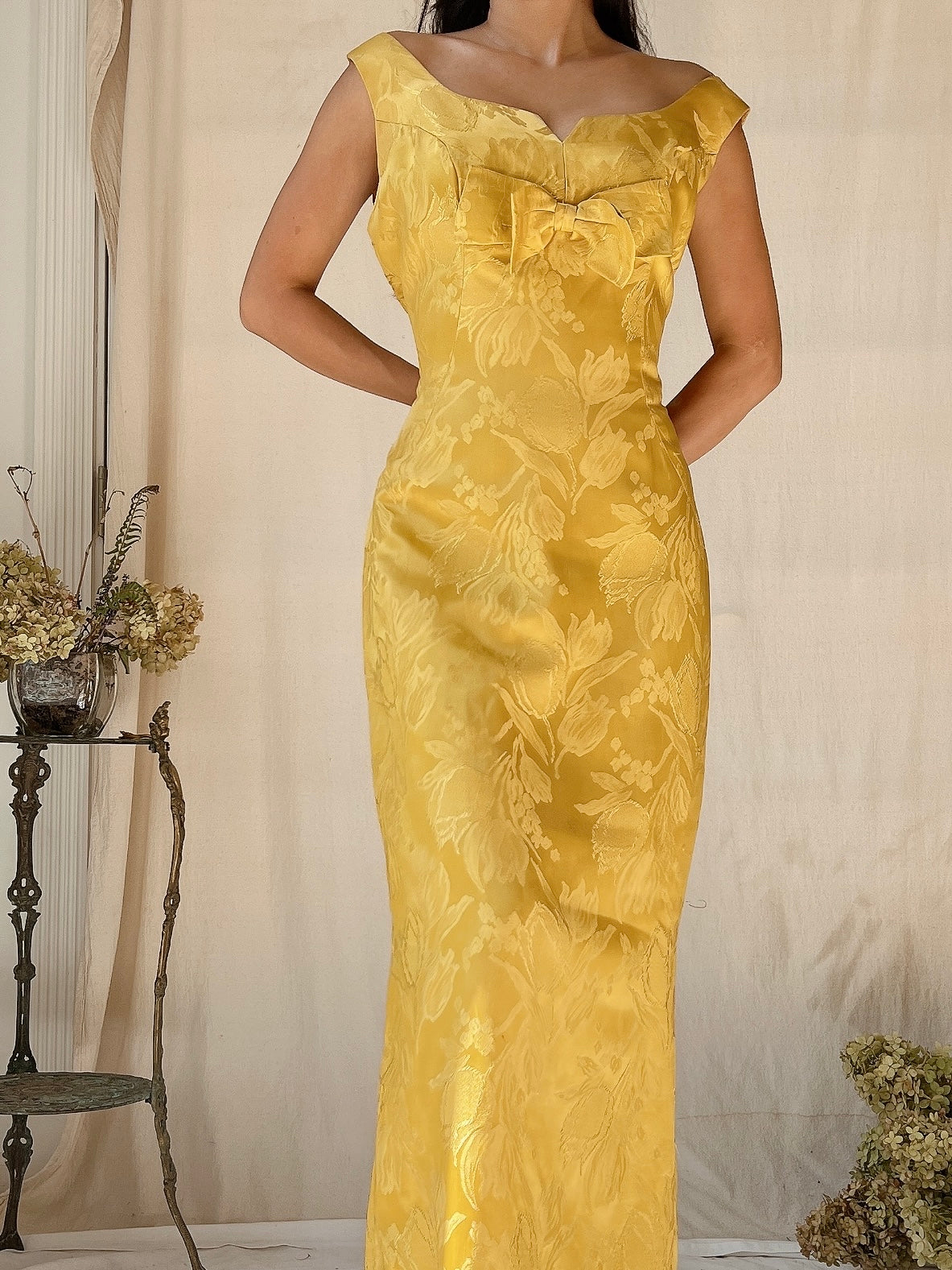1960s Marigold Brocade Dress - S