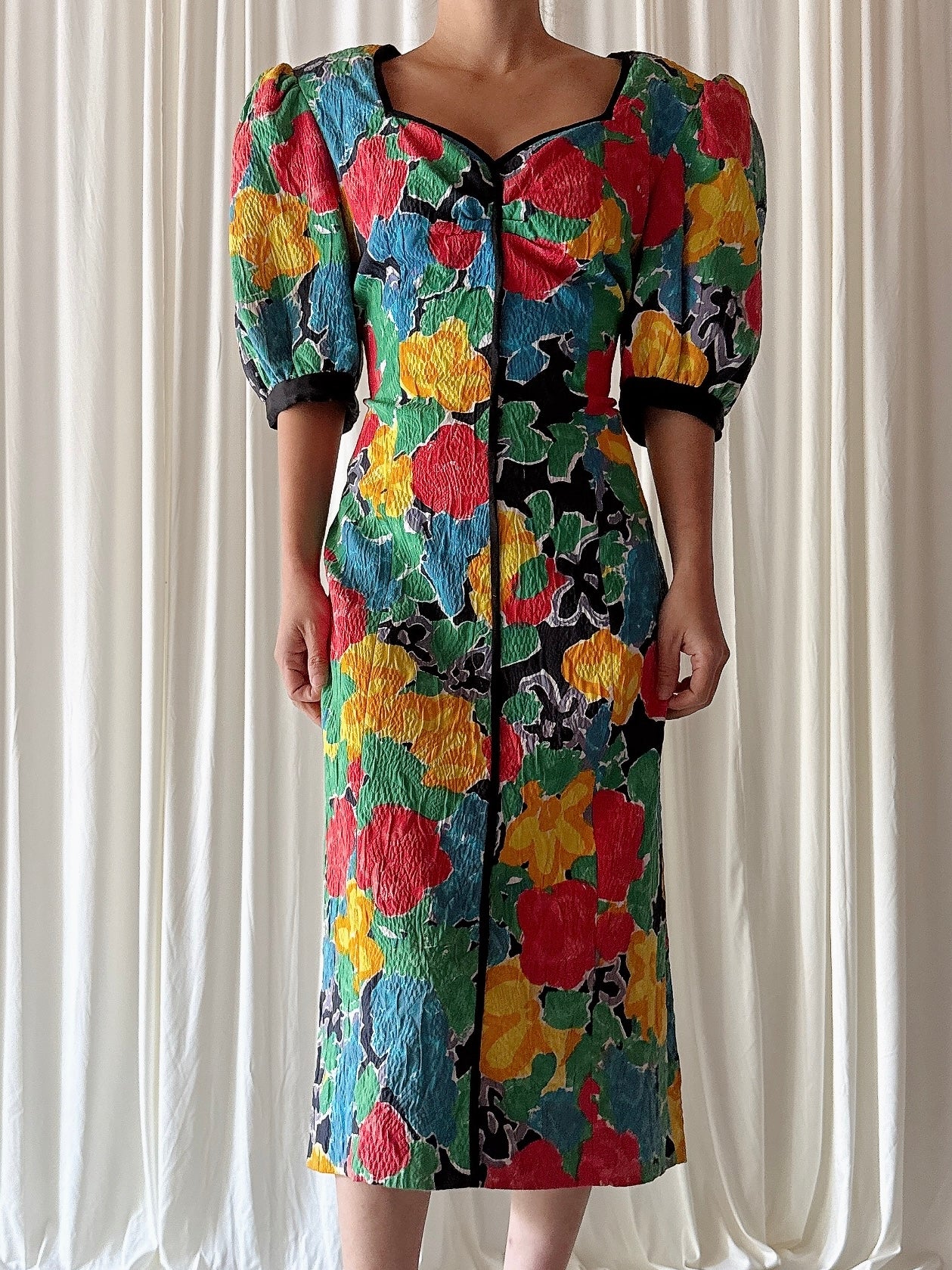 Vintage Floral Watercolor Dress - US 6/8