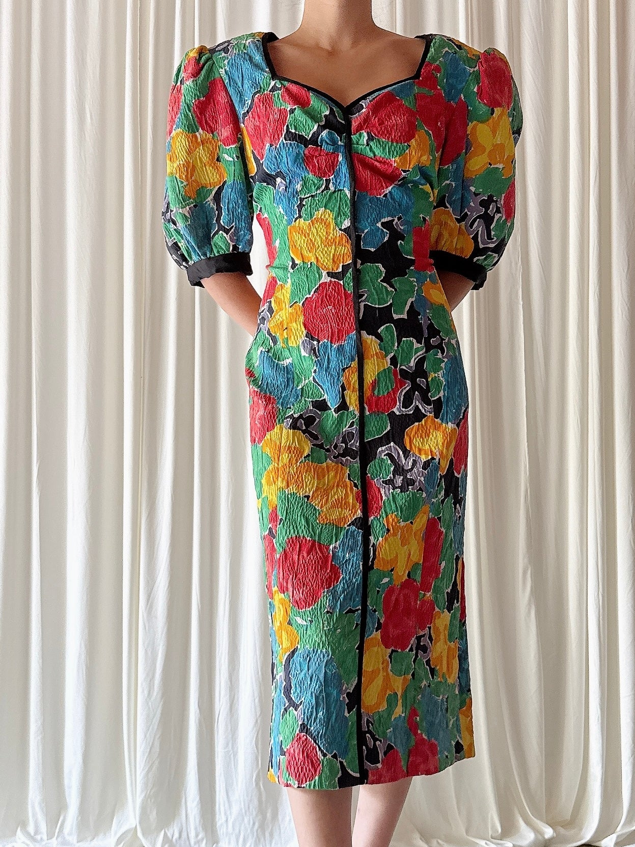 Vintage Floral Watercolor Dress - US 6/8