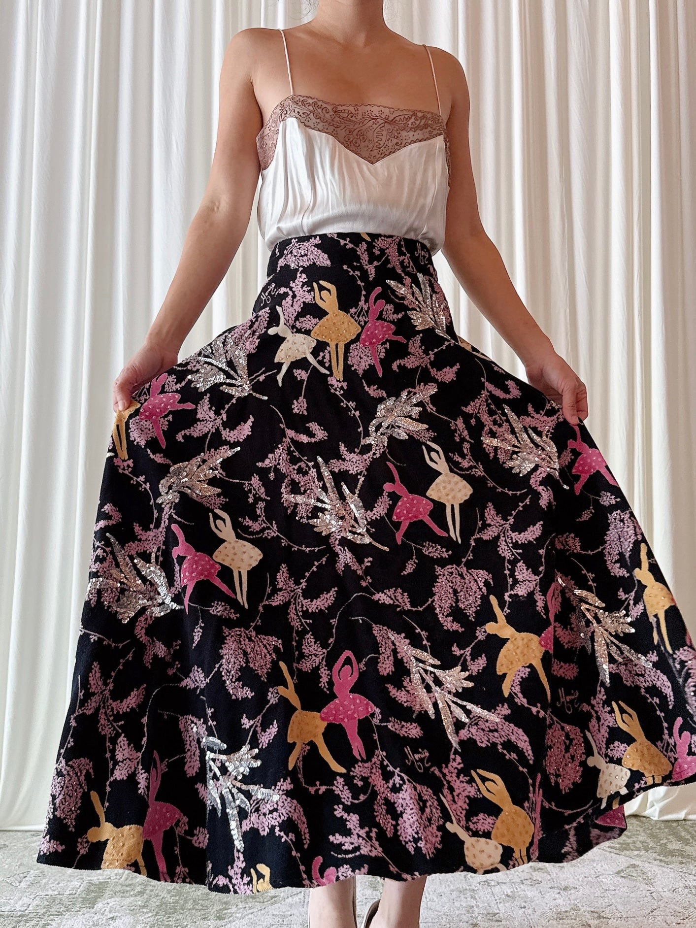 Vintage Monica Paris Velvet Ballerina Skirt - Waist 33”