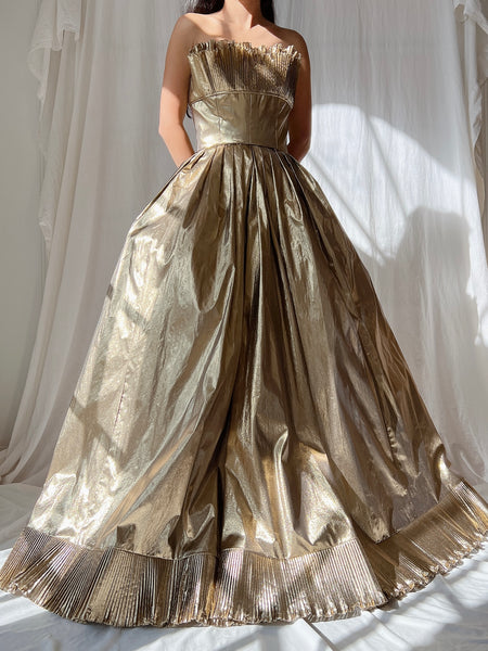 Vintage Victor Costa Gold Lurex Gown - S/6 | G O S S A M E R Vintage Victor Costa Gold Lurex Gown - S/6 | G O S S A M E R